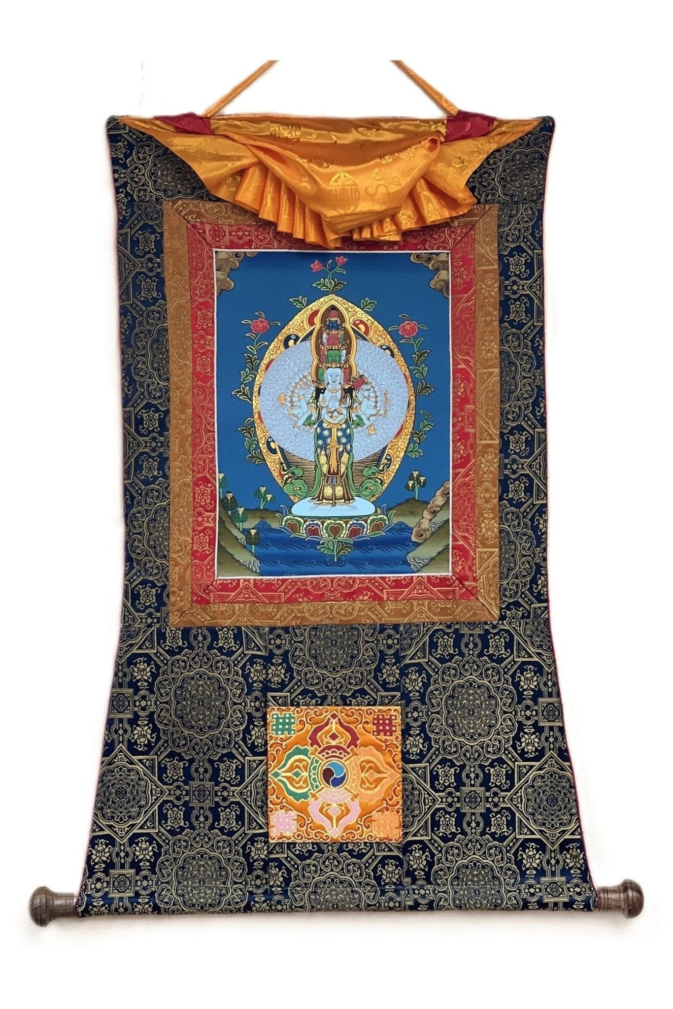 1000 - ARMED Bodhisattva Avalokitesvara/ Lokeshwor/ God of Compassion Original Tibetan Thangka Art/ Hand - Painting for Peace and Wellbeing - Tibetan Thangka Art