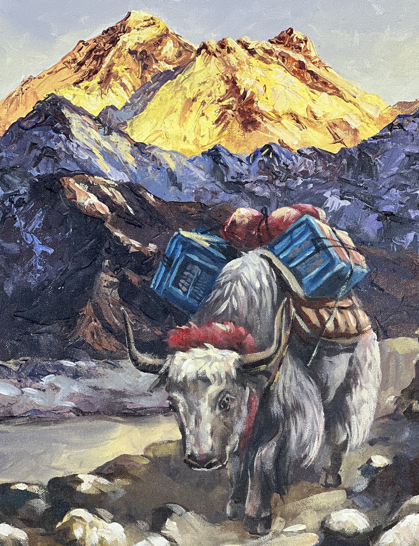 Mount Everest Nepal Himalaya / Acrylic Landscape Painting On Canvas/ High Quality Palette Knife Painting