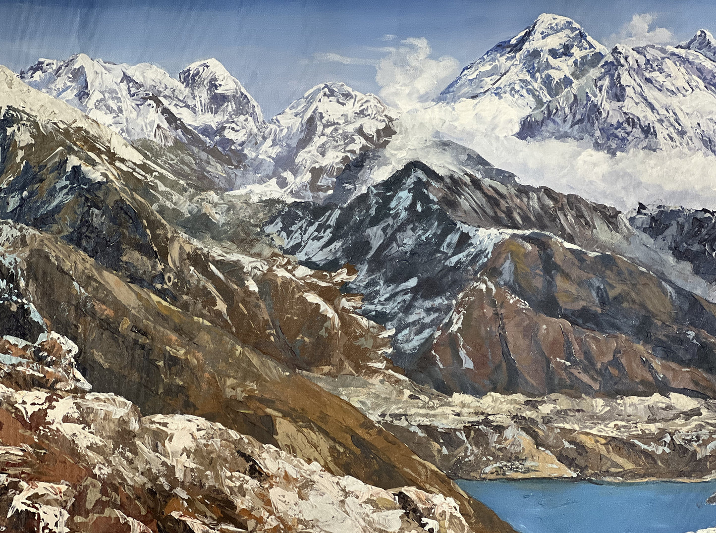 Majestic Mount Everest/ Highest Peak in the World/ Acrylic Landscape Painting On Canvas/ High Quality Palette Knife Painting