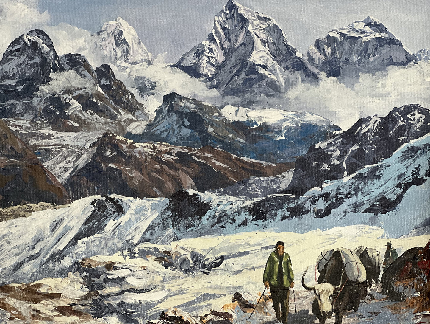 Majestic Mount Everest/ Highest Peak in the World/ Acrylic Landscape Painting On Canvas/ High Quality Palette Knife Painting