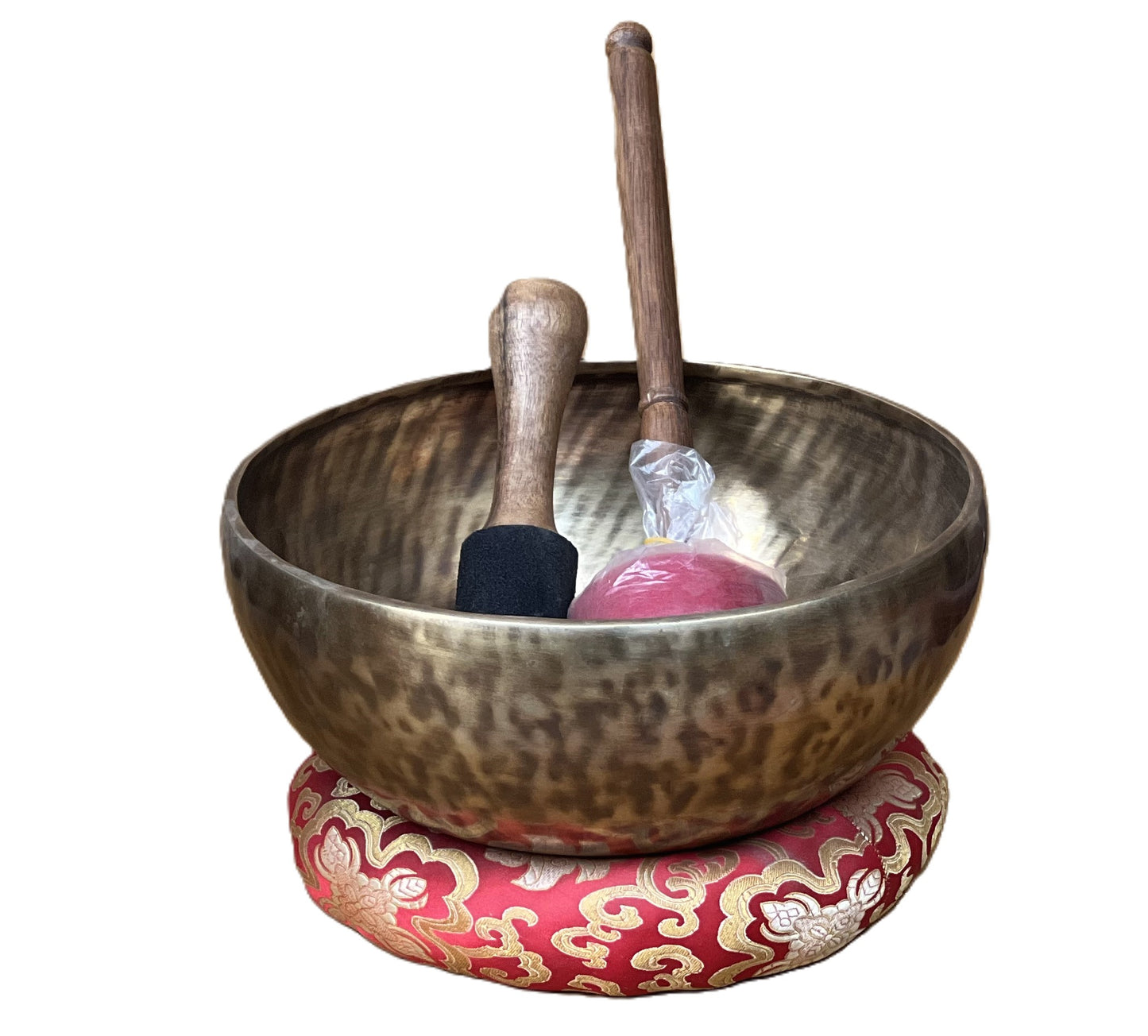 HAND-HAMMERED/ HANDMADE MEDIUM SIZE TIBETAN SINGING BOWL FROM NEPAL SUPPLIED WITH FREE CUSHION AND MALLET