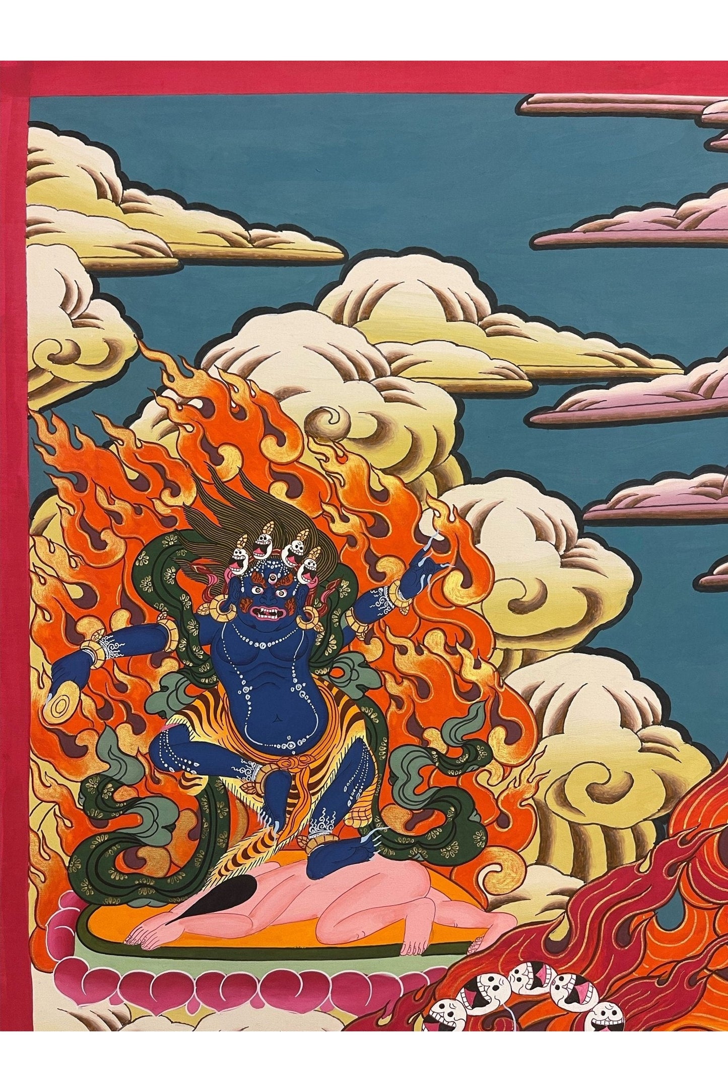 6 - Armed Mahakala Dharmapala Protector God Larger Masterpiece Tibetan Thangka Painting Original Hand - painted Tantra Meditation Art - Tibetan Thangka Art