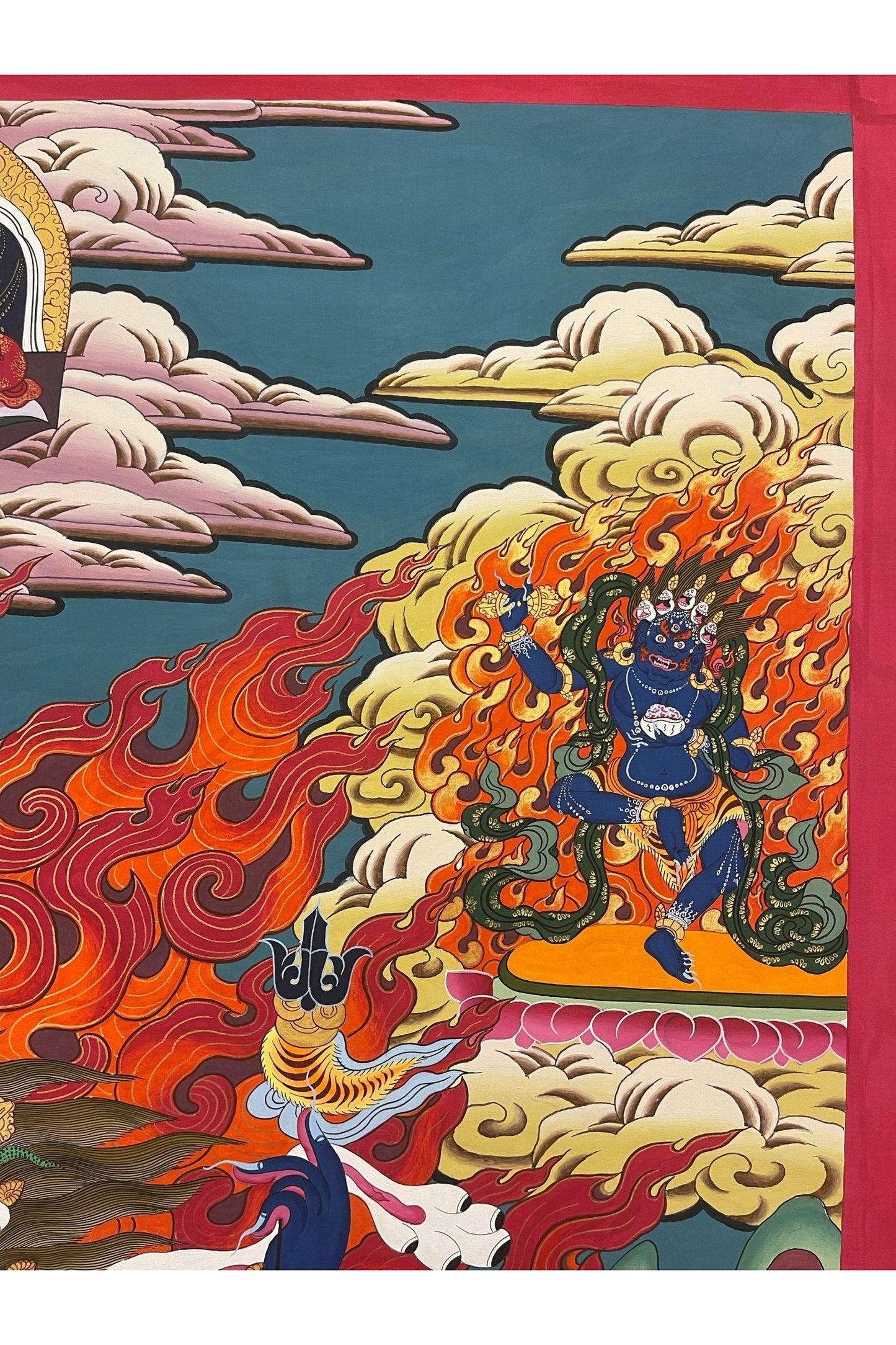 6 - Armed Mahakala Dharmapala Protector God Larger Masterpiece Tibetan Thangka Painting Original Hand - painted Tantra Meditation Art - Tibetan Thangka Art