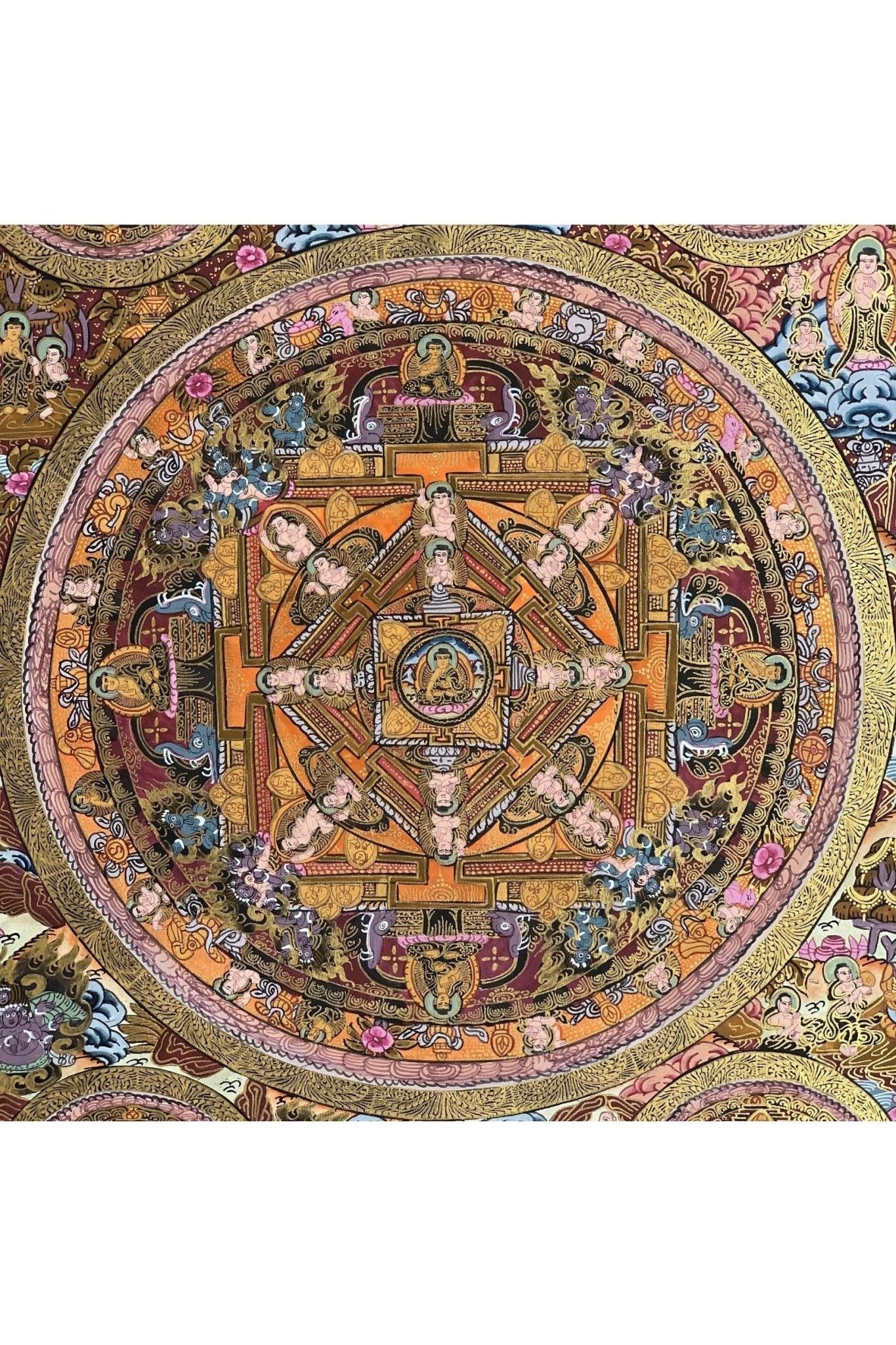 Big Circle Buddha Mandala Original Masterpiece Tibetan Thangka Painting/ Meditation Art - Tibetan Thangka Art