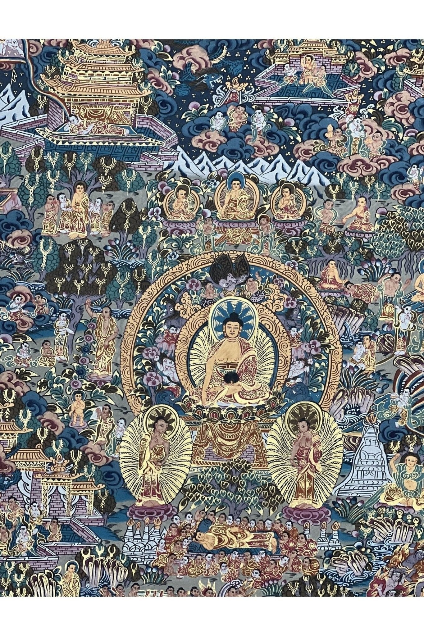 Buddha Life/ Bhavacakra/ Wheel of Life Mandala Master Quality Gold Tibetan Thangka Painting/ Original Meditation Art - Tibetan Thangka Art