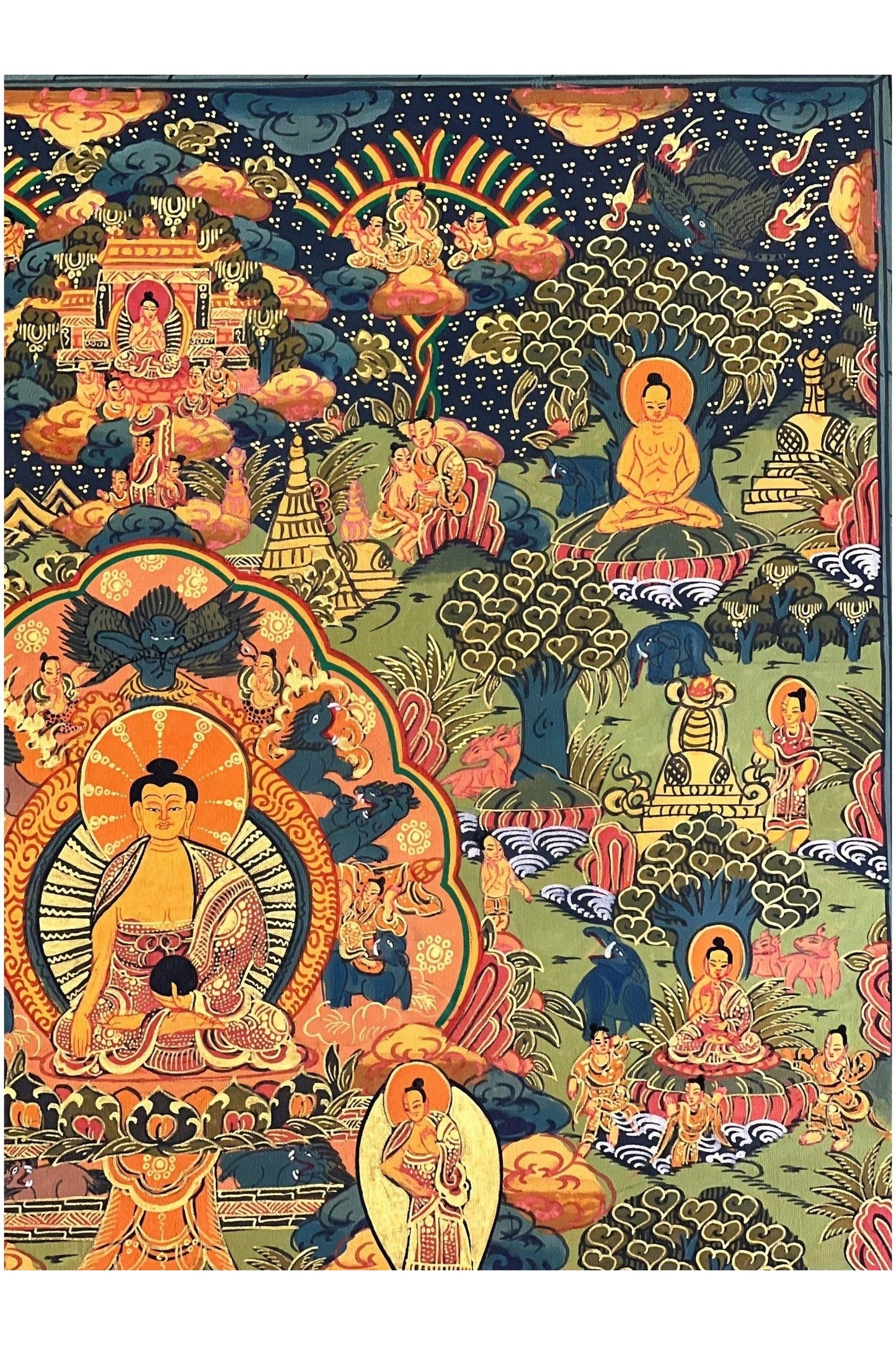 Buddha Life Bhavachakra Mandala Tibetan Thangka Painting/ Original Hand - painted Buddhist Meditation Art/ Wall Hanging - Tibetan Thangka Art
