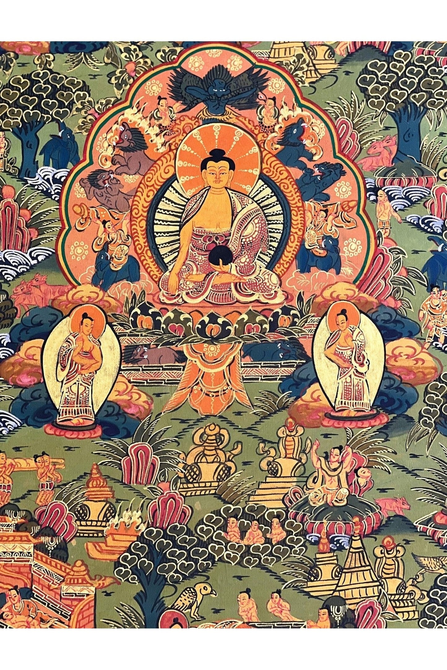 Buddha Life Bhavachakra Mandala Tibetan Thangka Painting/ Original Hand - painted Buddhist Meditation Art/ Wall Hanging - Tibetan Thangka Art