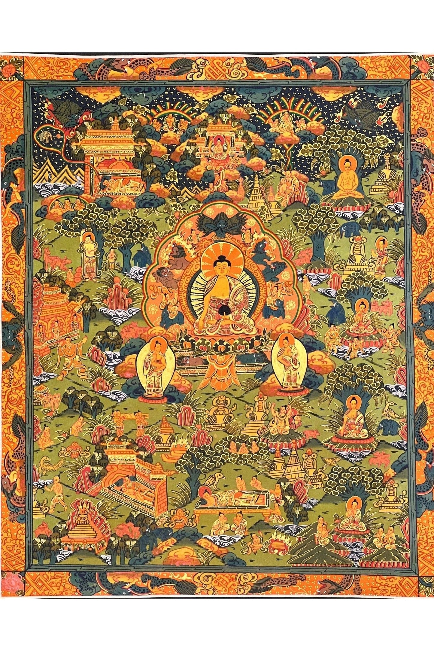 Buddha Life Bhavachakra Mandala Tibetan Thangka Painting/ Original Hand - painted Buddhist Meditation Art/ Wall Hanging - Tibetan Thangka Art