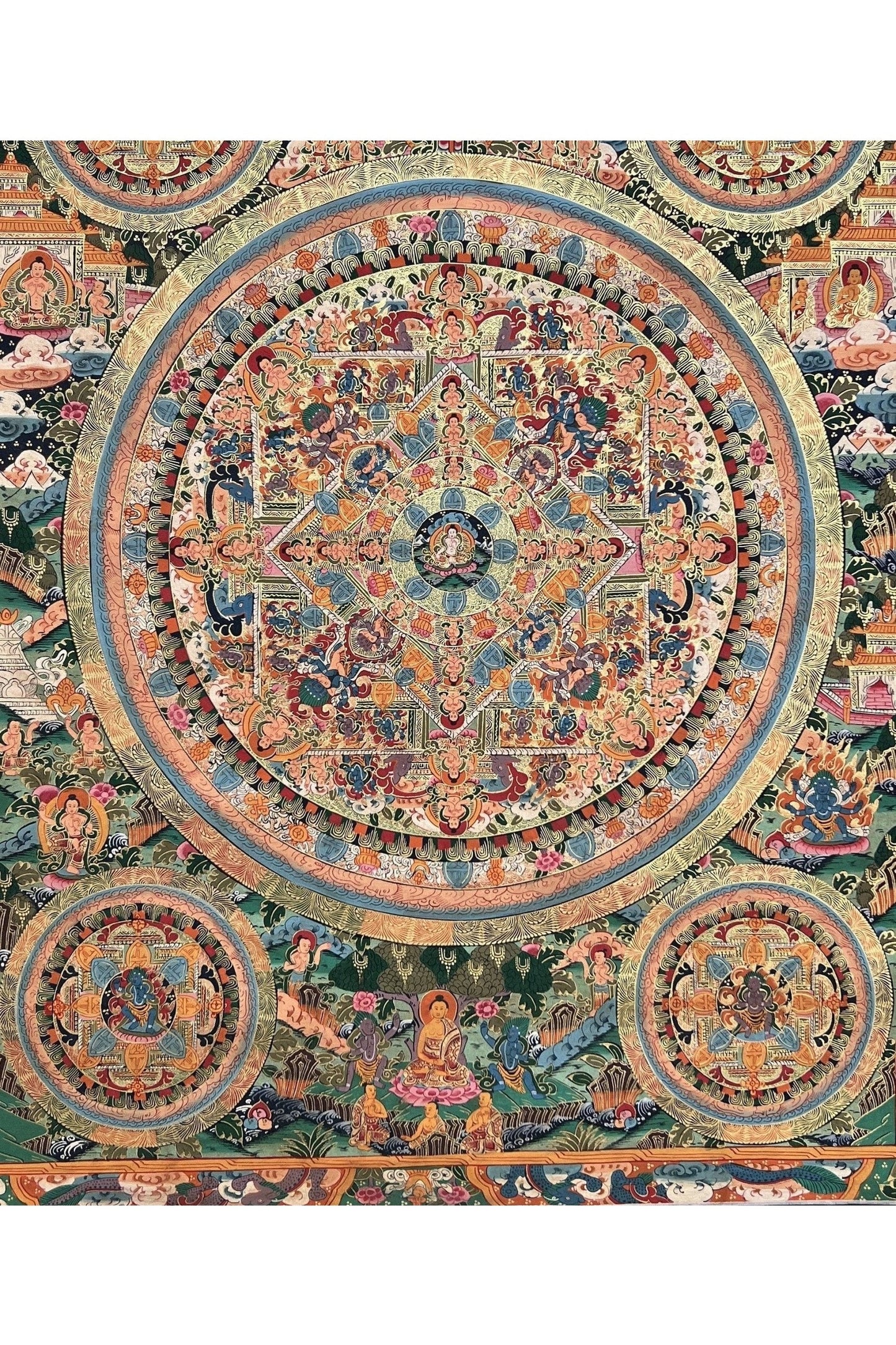 Buddha Life/ Wheel of Life/ Bhavachakra Mandala Large Masterpiece 24 K Gold Thangka Painting Original Art - Tibetan Thangka Art
