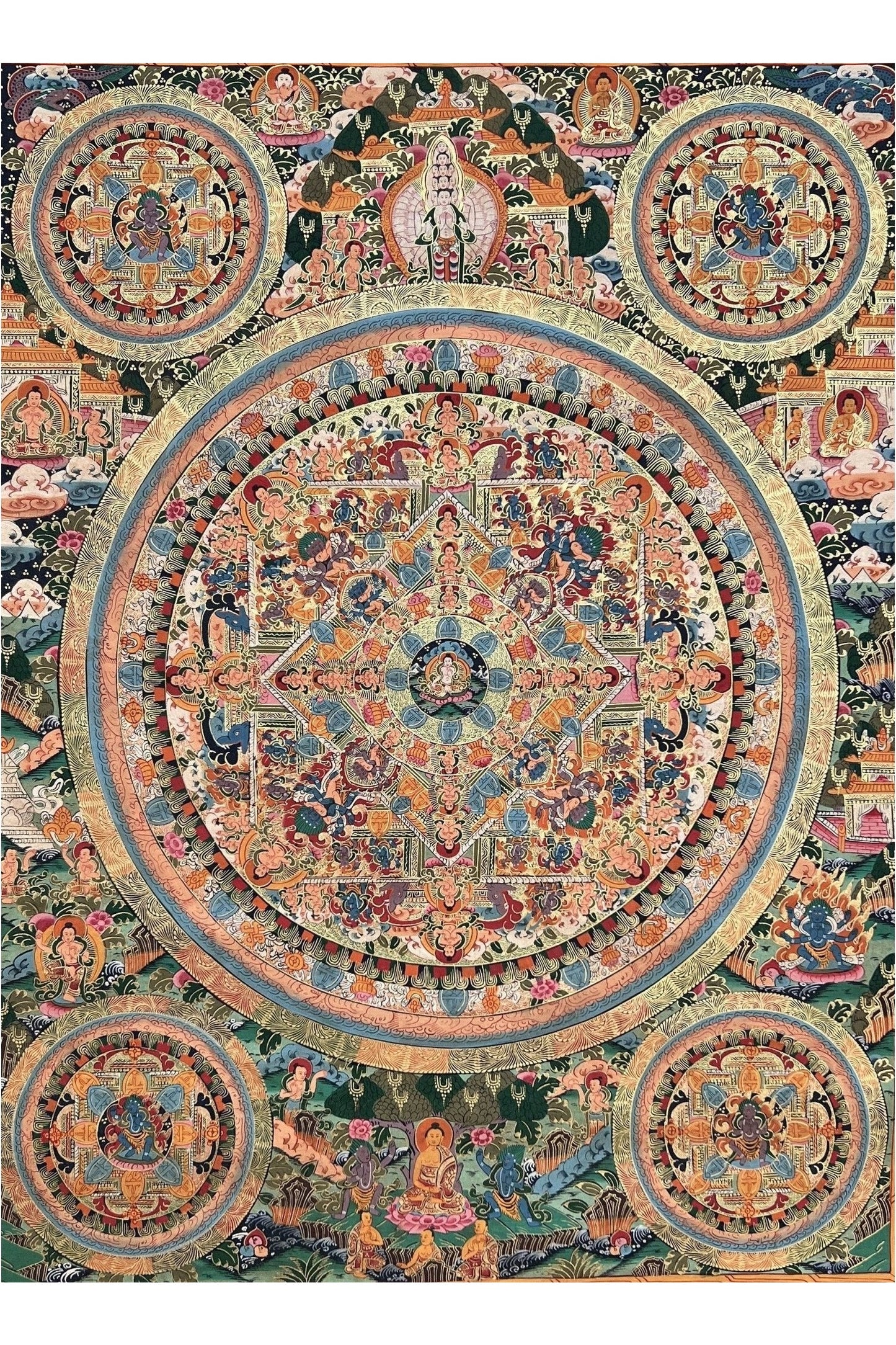 Buddha Life/ Wheel of Life/ Bhavachakra Mandala Large Masterpiece 24 K Gold Thangka Painting Original Art - Tibetan Thangka Art
