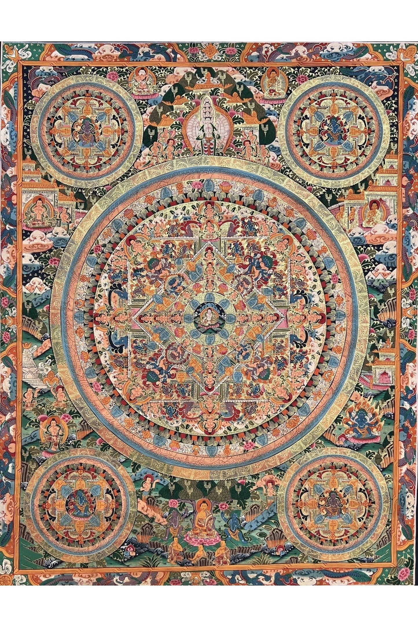 Buddha Life/ Wheel of Life/ Bhavachakra Mandala Large Masterpiece 24 K Gold Thangka Painting Original Art - Tibetan Thangka Art