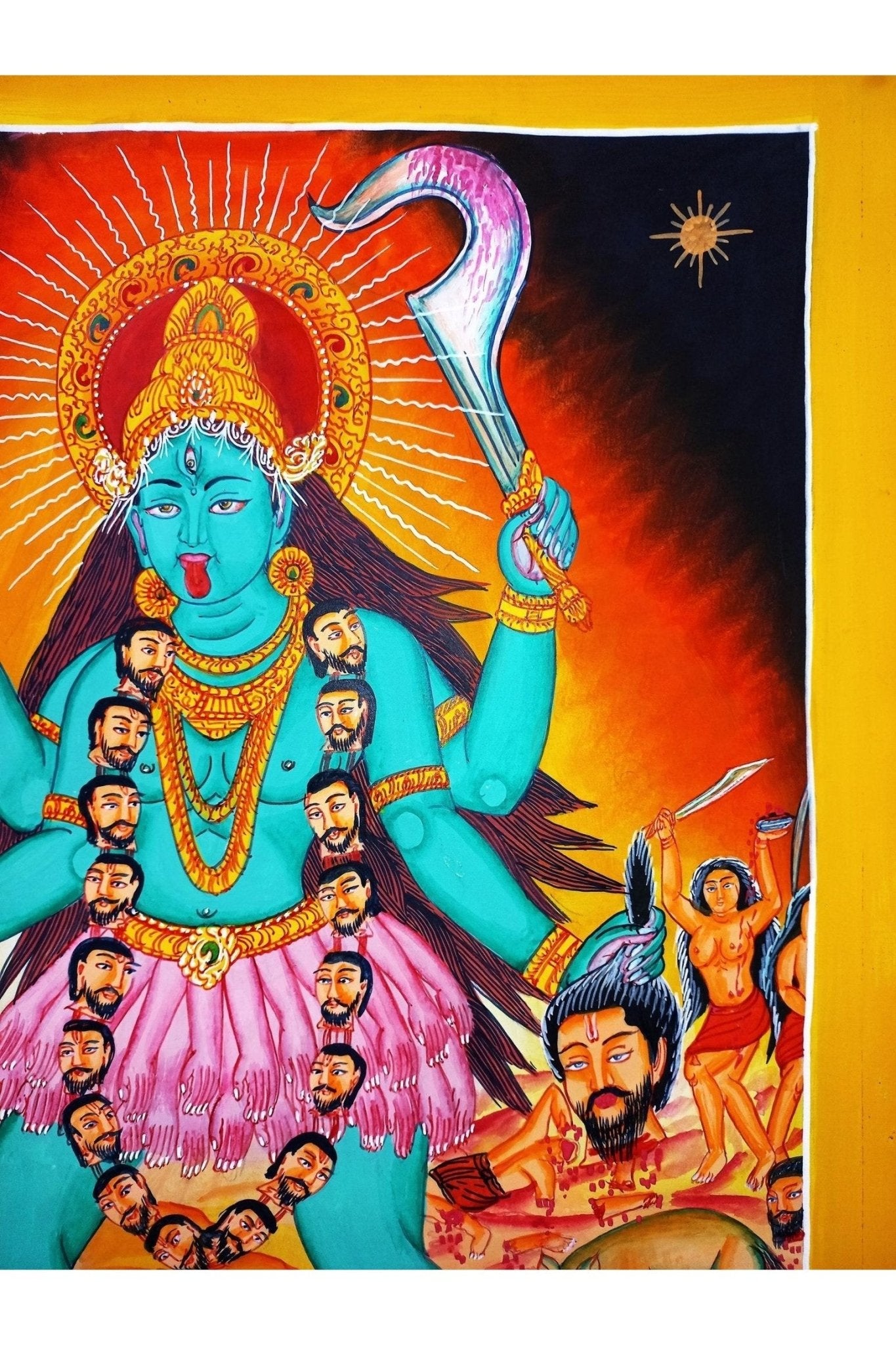 Devi Kali/ Mahakali Divine Universal Power - Original Masterpiece Newari Paubha/Pauva Thangka Painting/ Exquisite Hindu Art - Tibetan Thangka Art