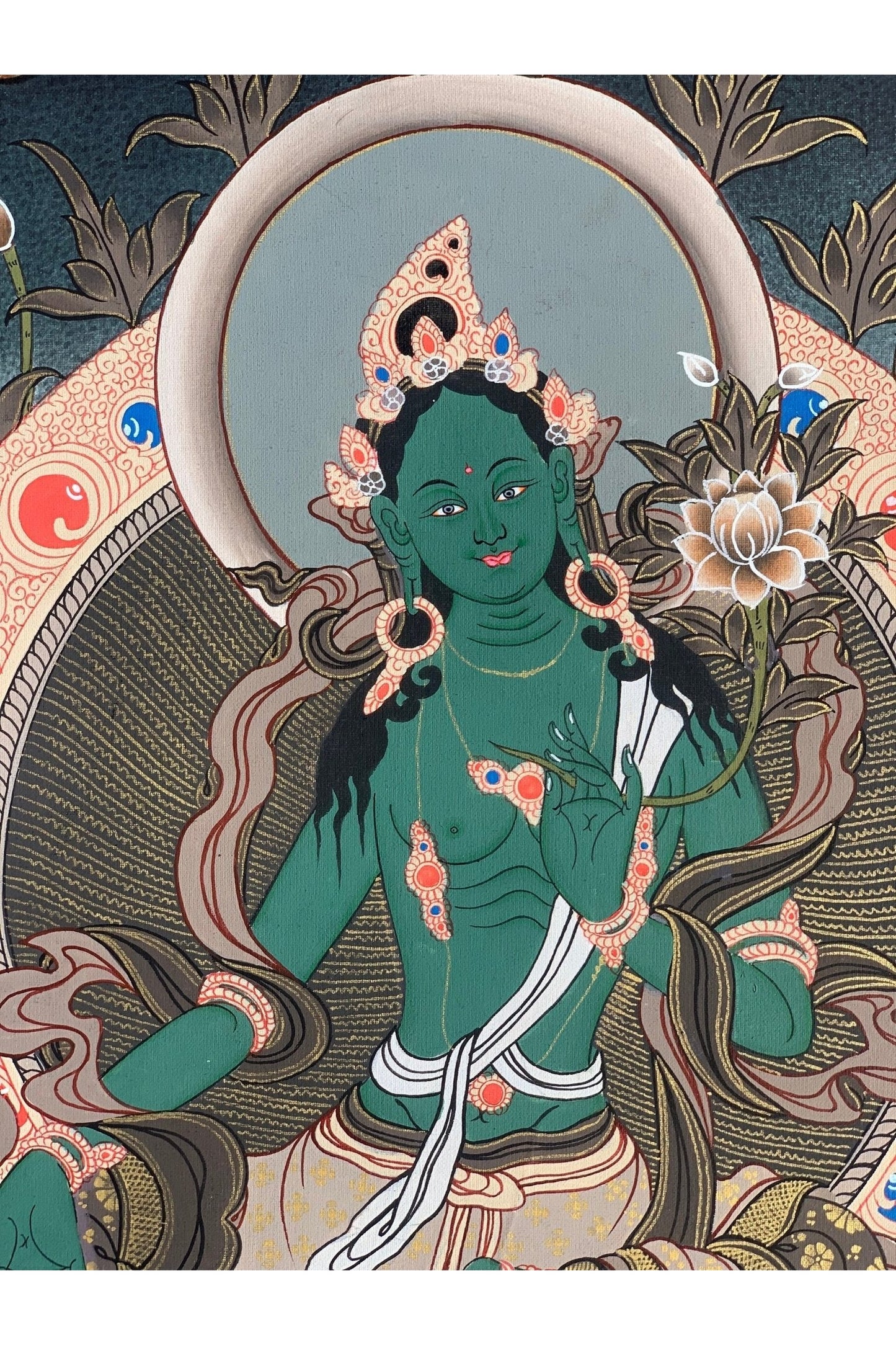 Green Tara, Shyamatara, Mother Goddess, Master Quality Thangka Painting, Original Hand Painting Meditation Art 16 x 22 Inch - Tibetan Thangka Art