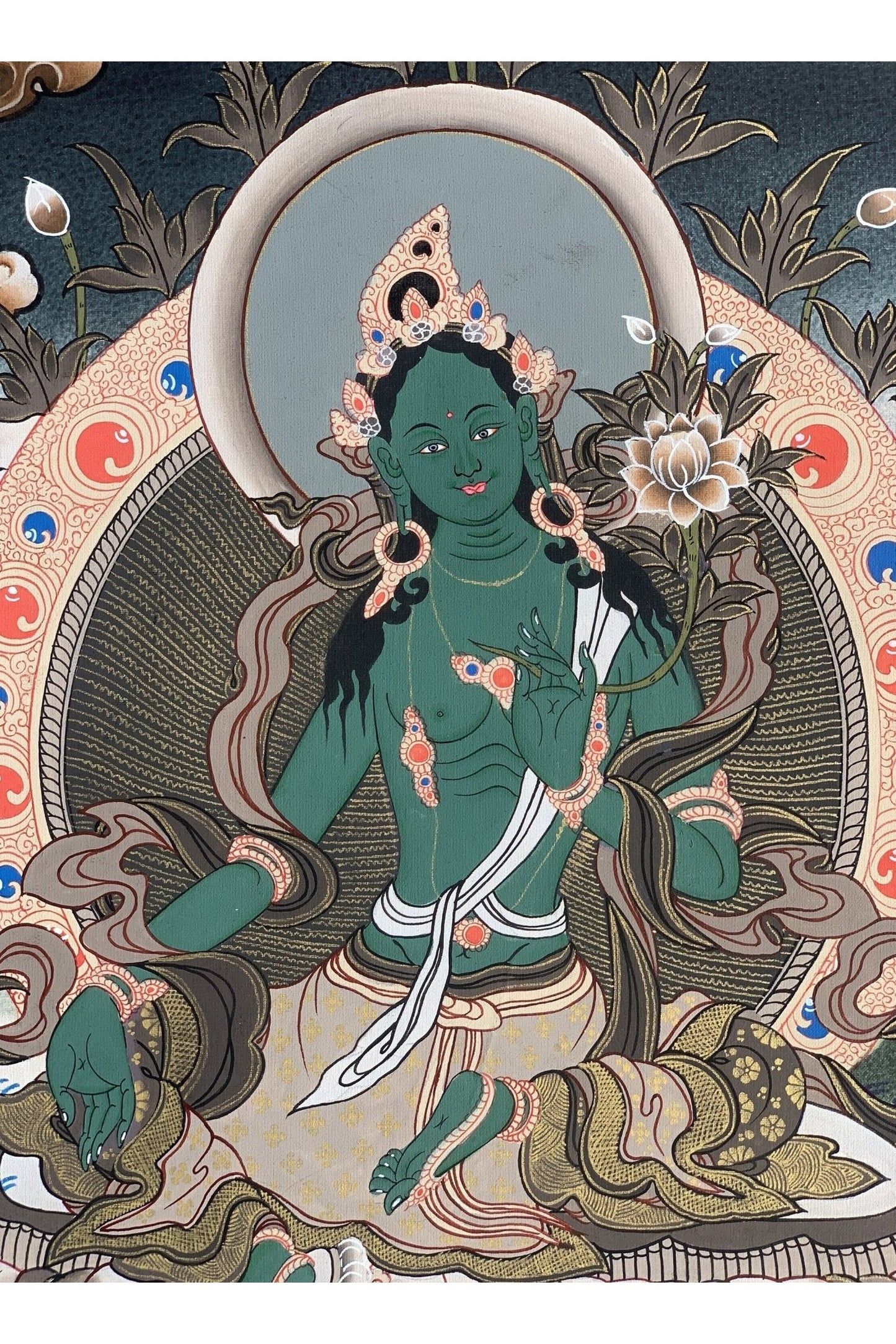 Green Tara, Shyamatara, Mother Goddess, Master Quality Thangka Painting, Original Hand Painting Meditation Art 16 x 22 Inch - Tibetan Thangka Art