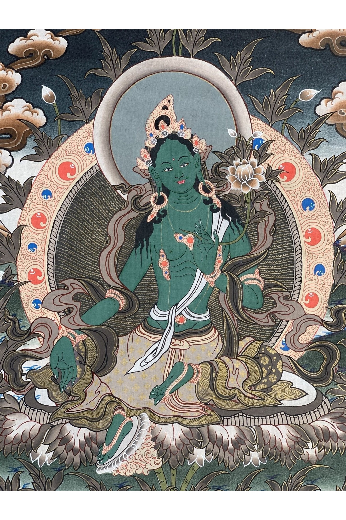Green Tara, Shyamatara, Mother Goddess, Master Quality Thangka Painting, Original Hand Painting Meditation Art 16 x 22 Inch - Tibetan Thangka Art