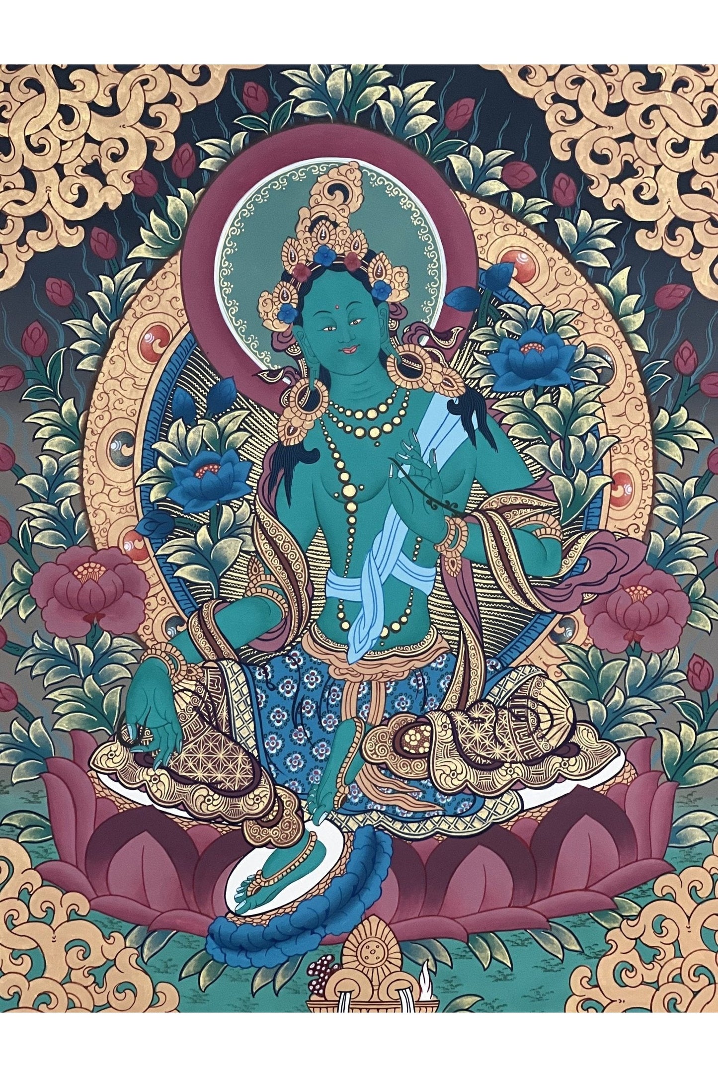 Green Tara Shyamatara Mother Goddess, Master Quality Tibetan Thangka Painting Original, Hand - painted, Buddhist Art - Tibetan Thangka Art