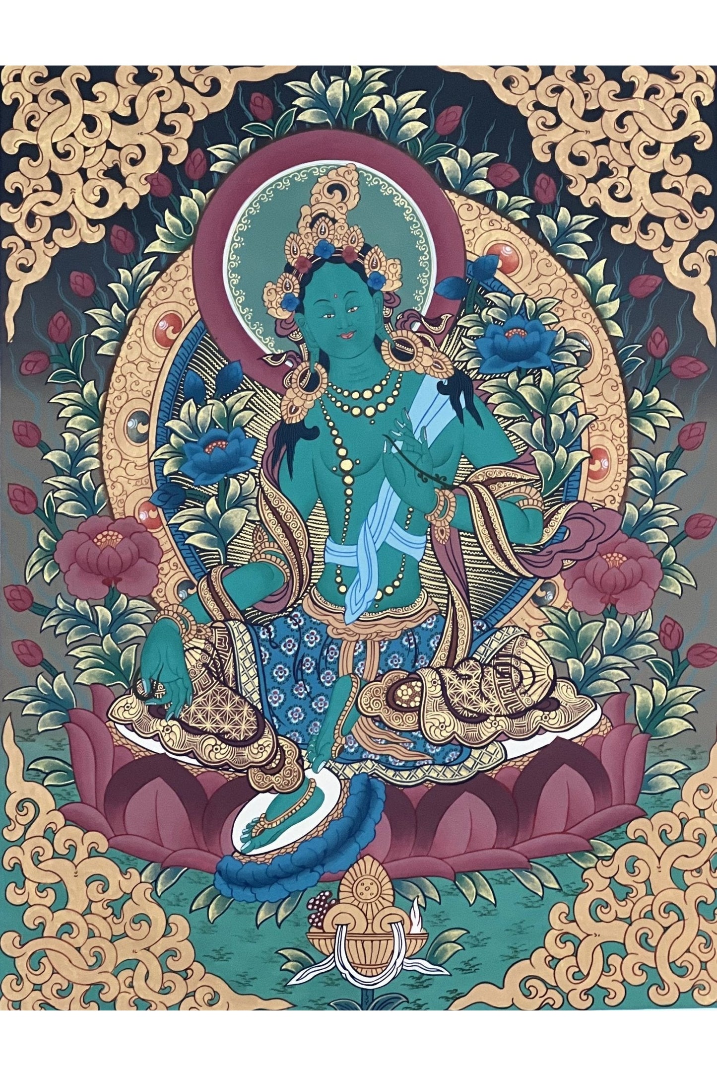 Green Tara Shyamatara Mother Goddess, Master Quality Tibetan Thangka Painting Original, Hand - painted, Buddhist Art - Tibetan Thangka Art