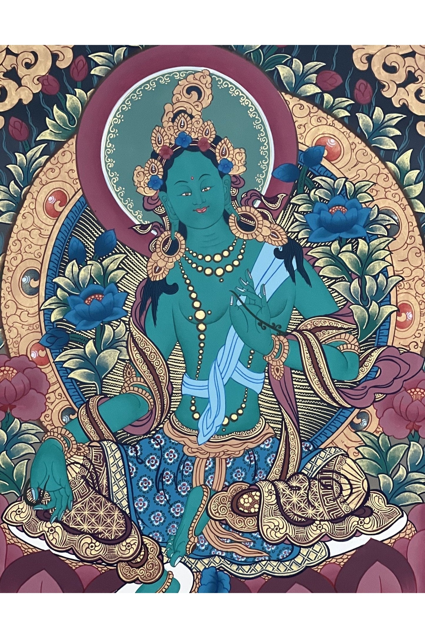 Green Tara Shyamatara Mother Goddess, Master Quality Tibetan Thangka Painting Original, Hand - painted, Buddhist Art - Tibetan Thangka Art