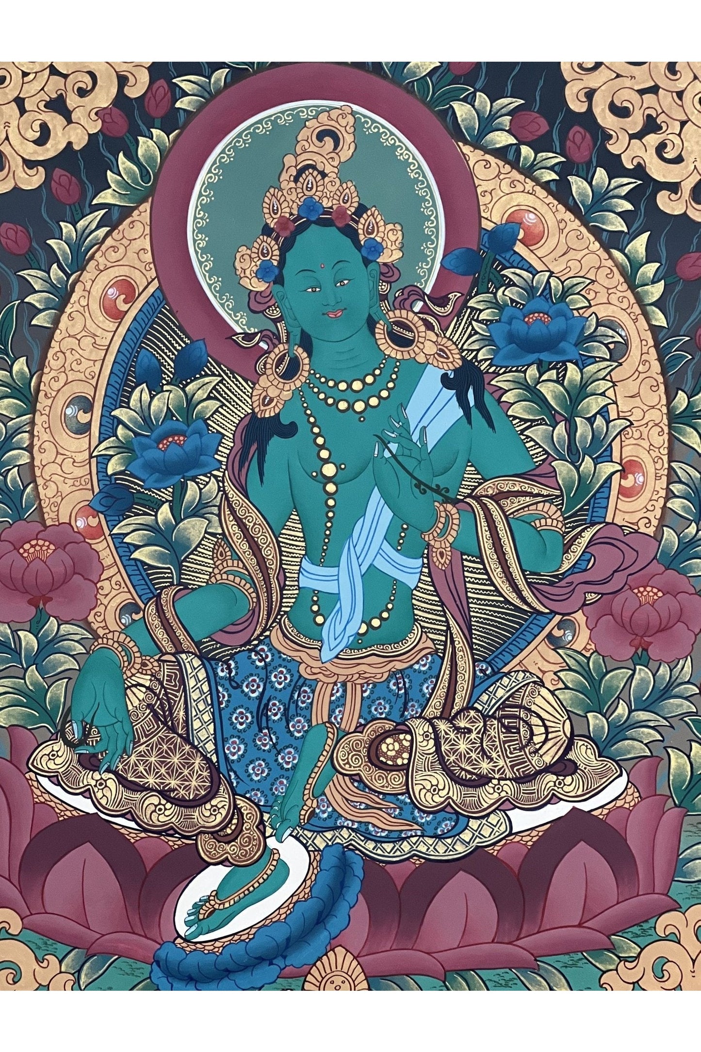 Green Tara Shyamatara Mother Goddess, Master Quality Tibetan Thangka Painting Original, Hand - painted, Buddhist Art - Tibetan Thangka Art