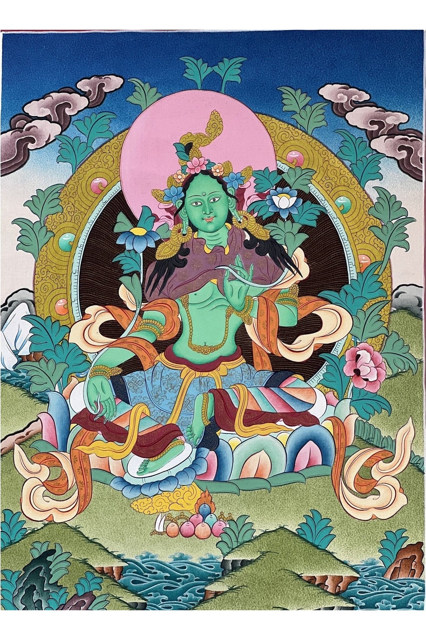 Green Tara/ Shyamatara/ Mother Goddess Original Hand - painted Master Quality Tibetan Thangka Painting Buddhist Art - Tibetan Thangka Art