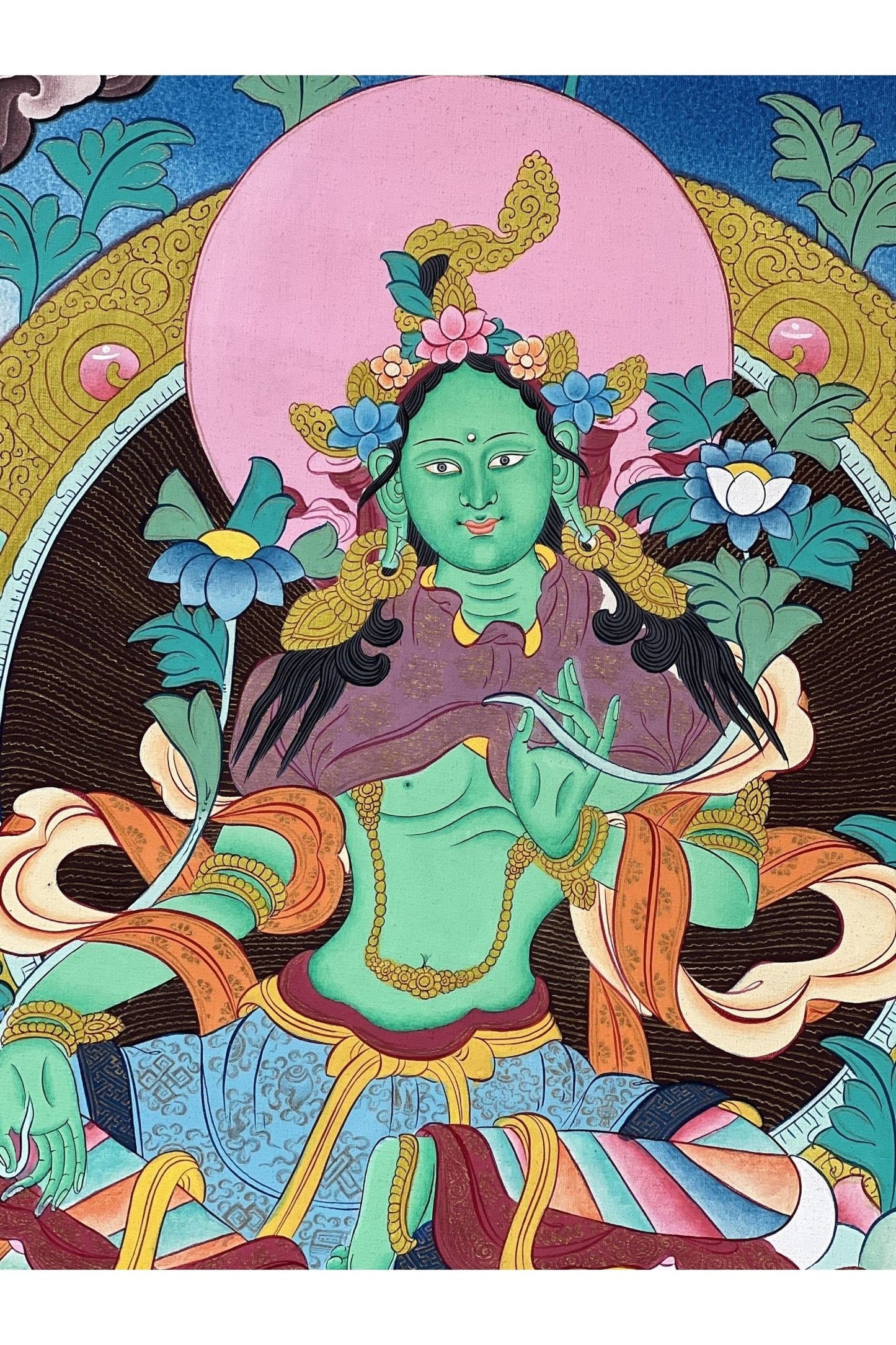 Green Tara/ Shyamatara/ Mother Goddess Original Hand - painted Master Quality Tibetan Thangka Painting Buddhist Art - Tibetan Thangka Art
