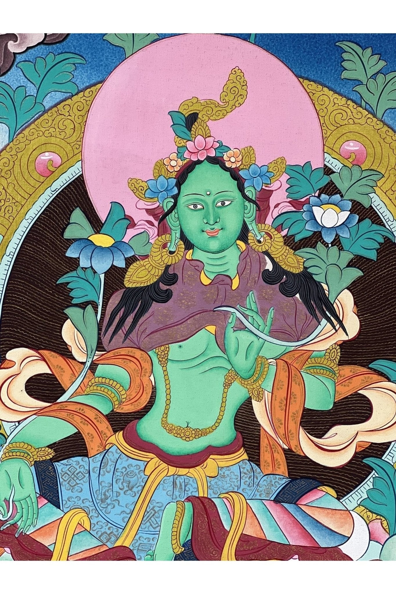 Green Tara/ Shyamatara/ Mother Goddess Original Hand - painted Master Quality Tibetan Thangka Painting Buddhist Art - Tibetan Thangka Art