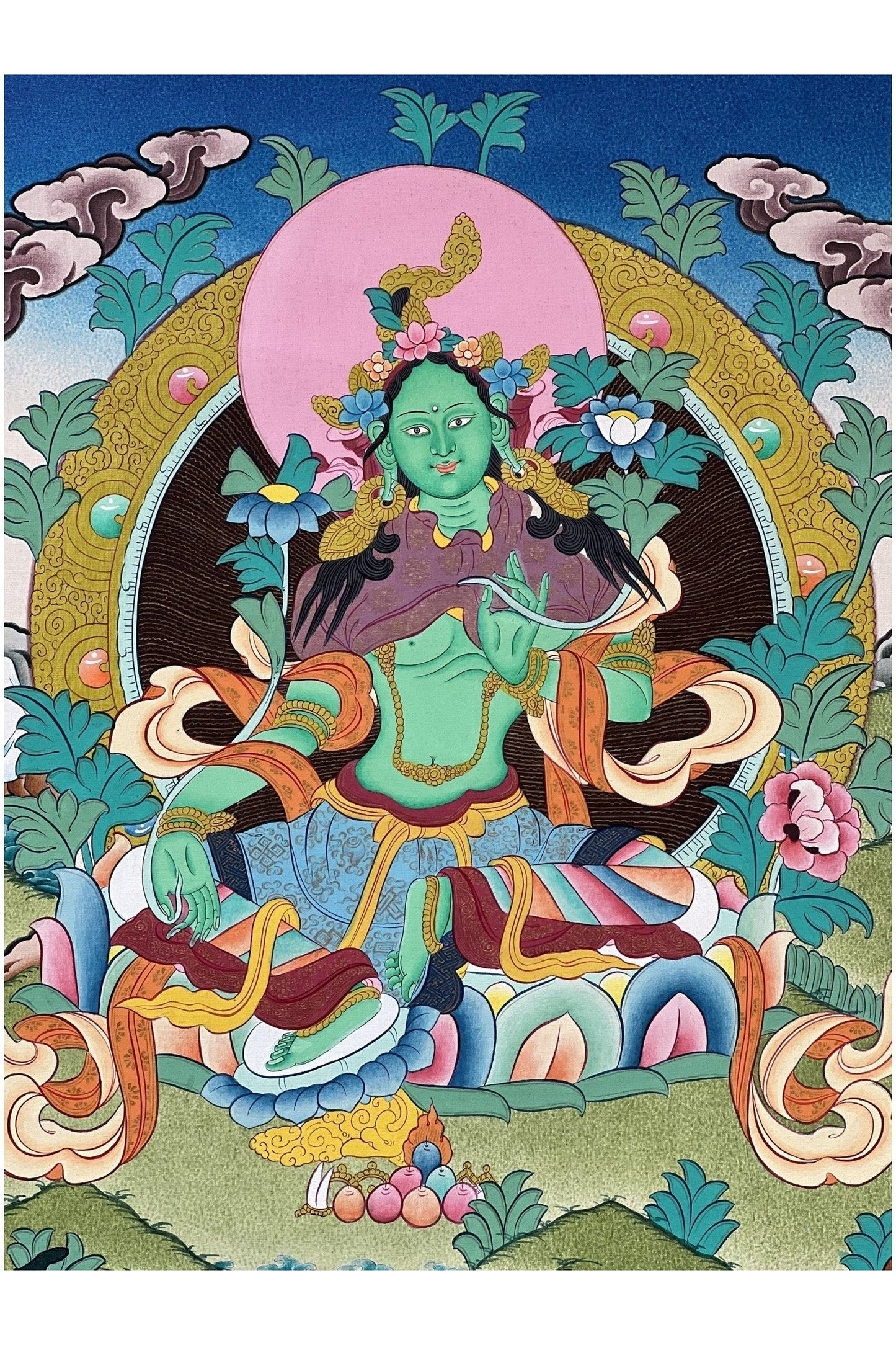 Green Tara/ Shyamatara/ Mother Goddess Original Hand - painted Master Quality Tibetan Thangka Painting Buddhist Art - Tibetan Thangka Art