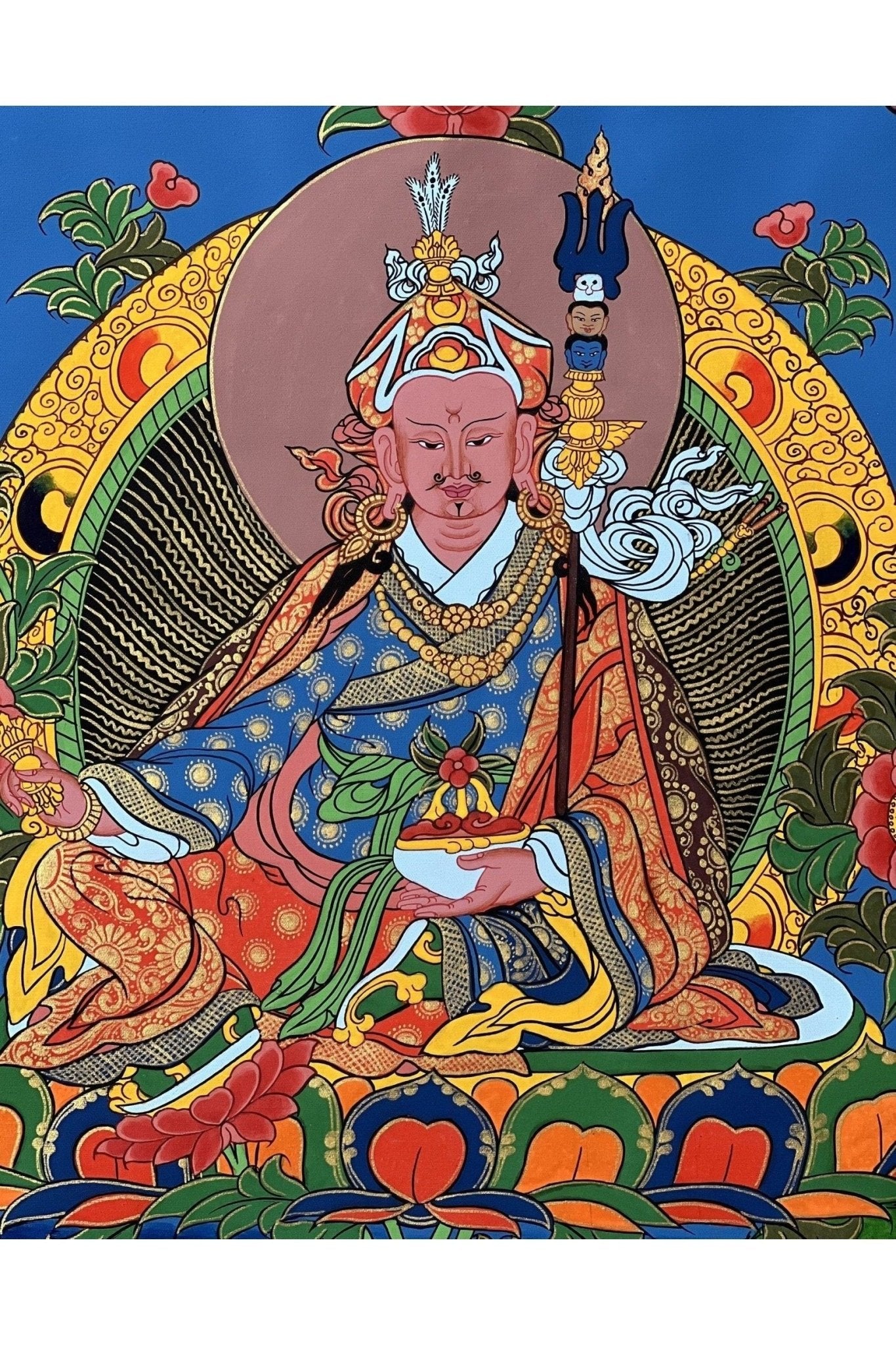Guru Padmasambhava / Guru Rinpoche Master Quality Original Hand Painted Tibetan Thangka/ Thanka Painting - Tibetan Thangka Art