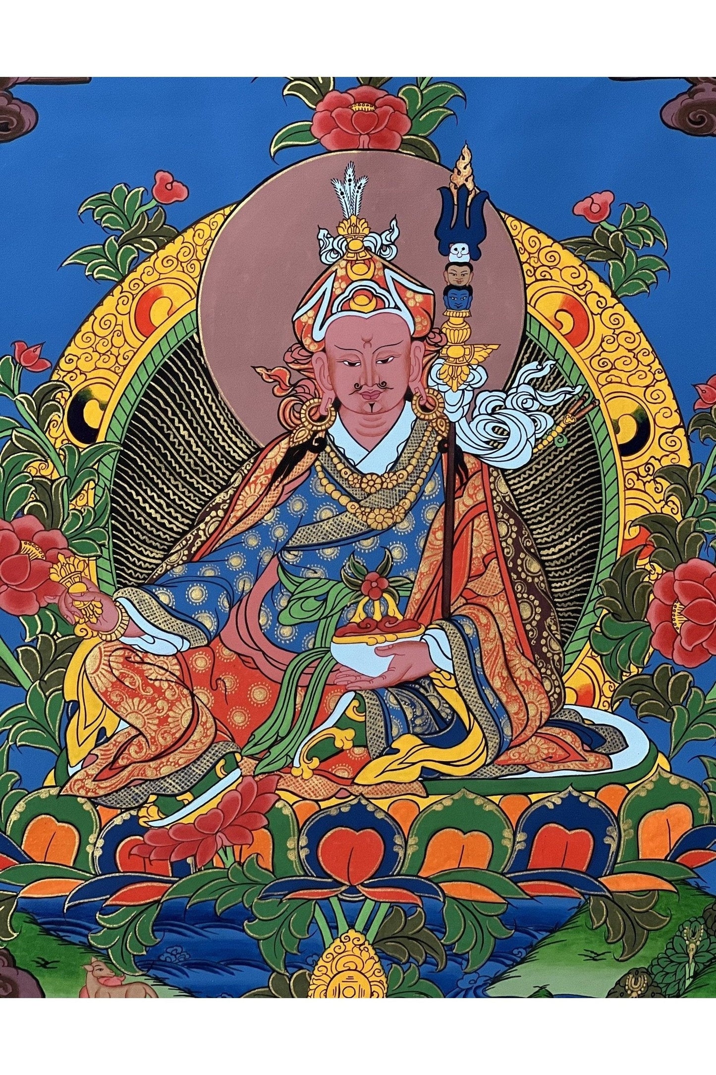 Guru Padmasambhava / Guru Rinpoche Master Quality Original Hand Painted Tibetan Thangka/ Thanka Painting - Tibetan Thangka Art