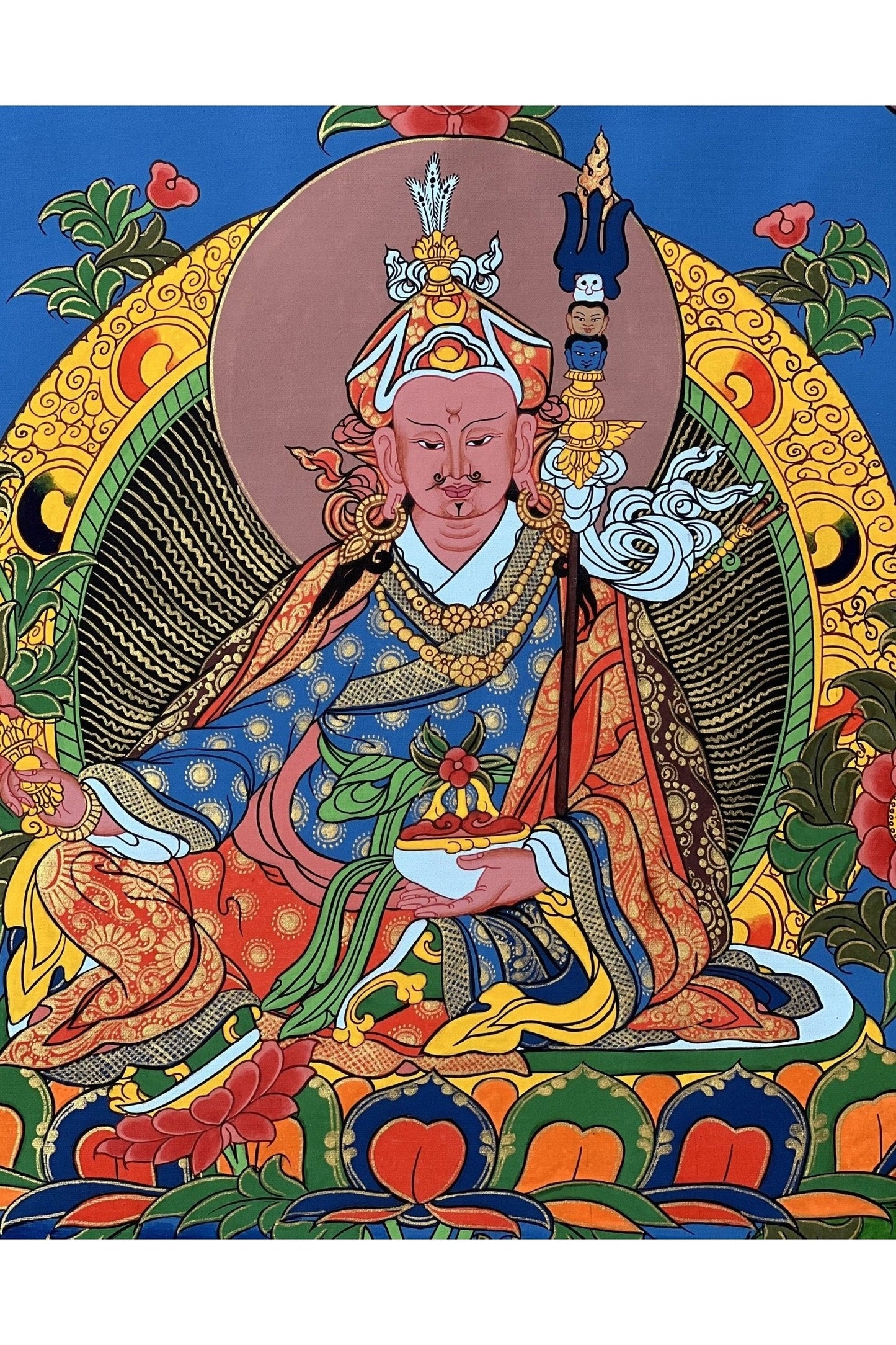 Guru Padmasambhava / Guru Rinpoche Master Quality Original Hand Painted Tibetan Thangka/ Thanka Painting - Tibetan Thangka Art