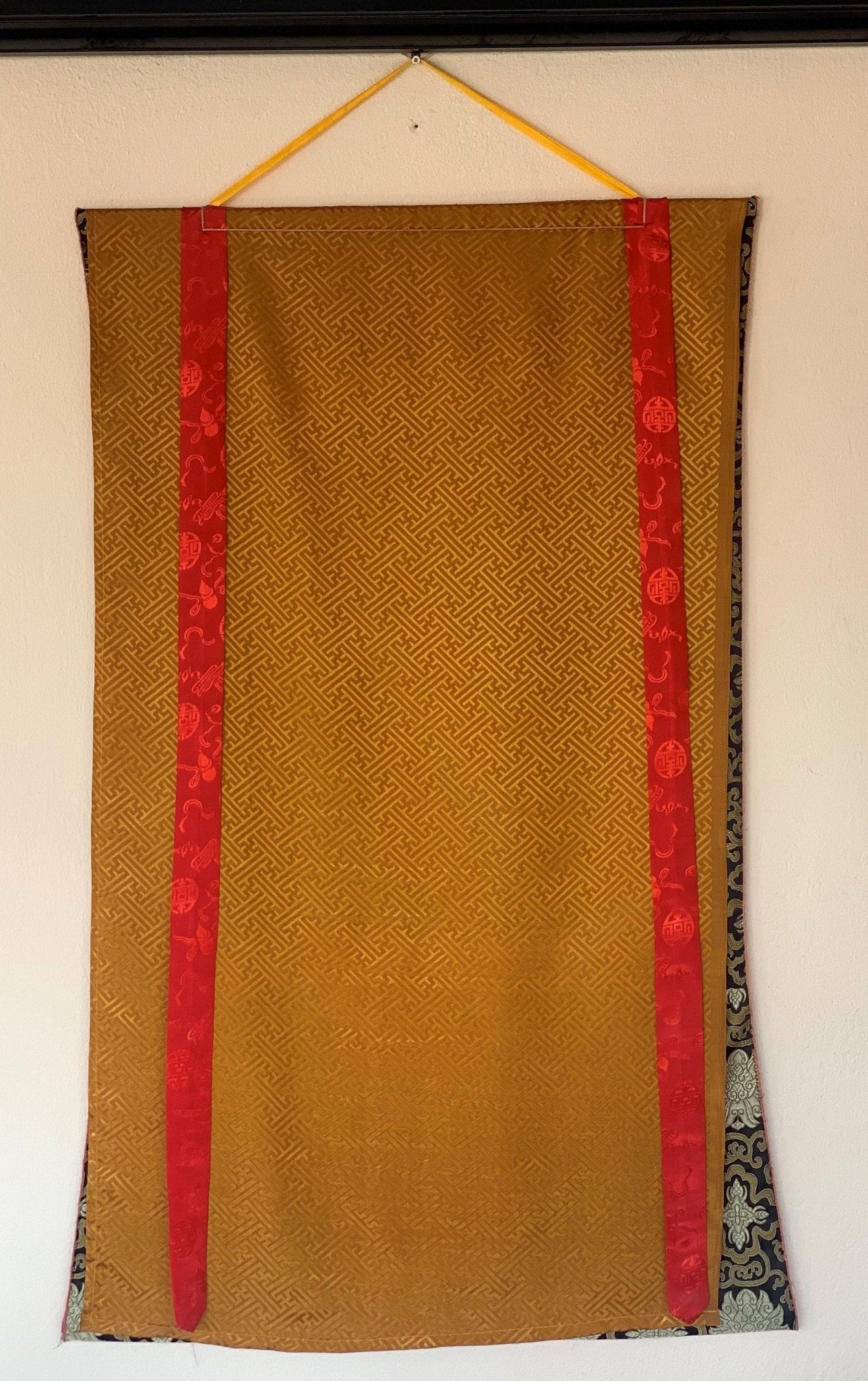 Hand - painted Bhavachakra Mandala, Buddha Life, Tibetan Thangka, Painting, with Silk Brocade - Tibetan Thangka Art