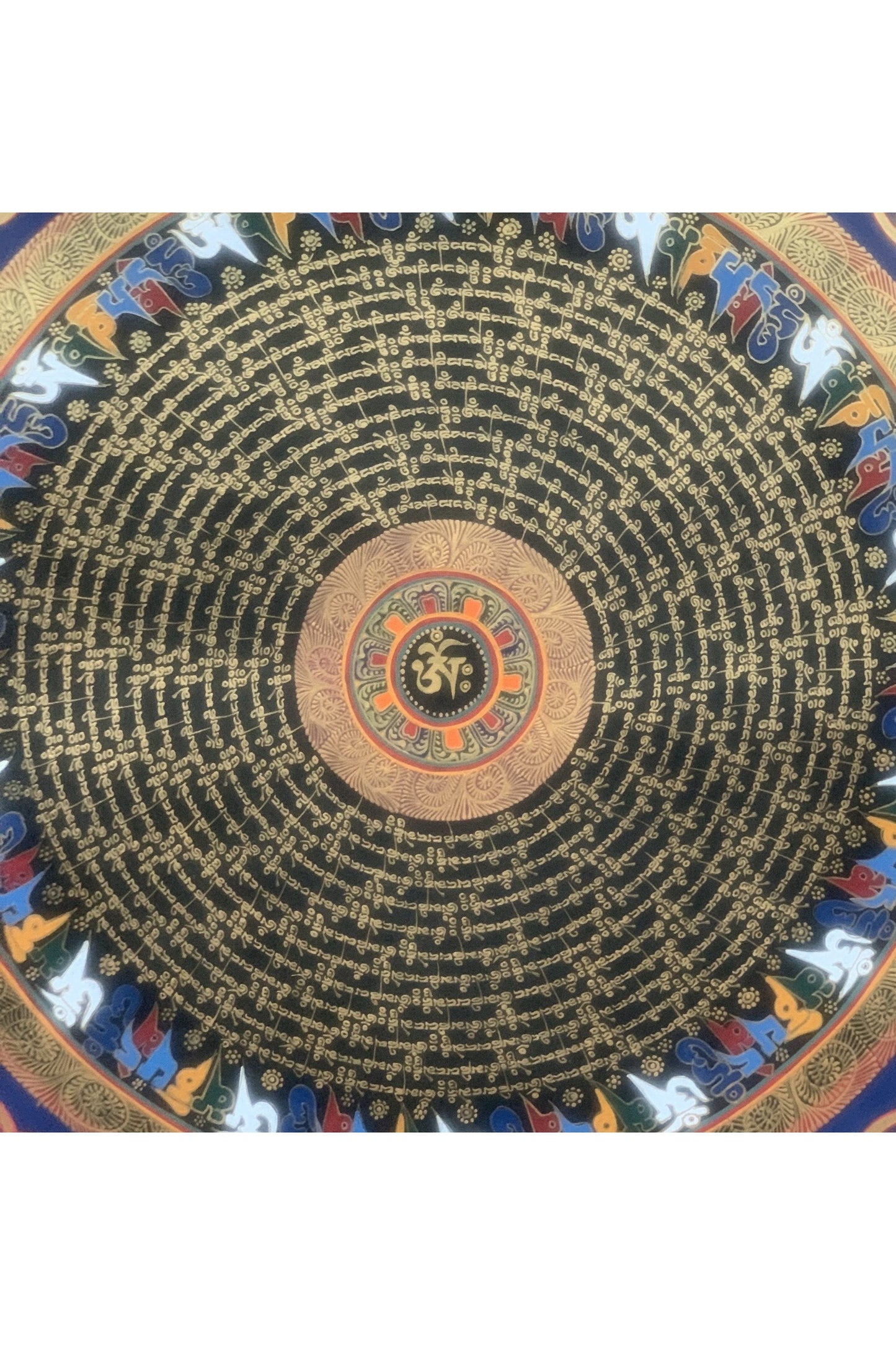 Hand Painted OM Mantra Mandala Wheel of Time Thangka Painting Original Art/ Wall Hanging - Tibetan Thangka Art