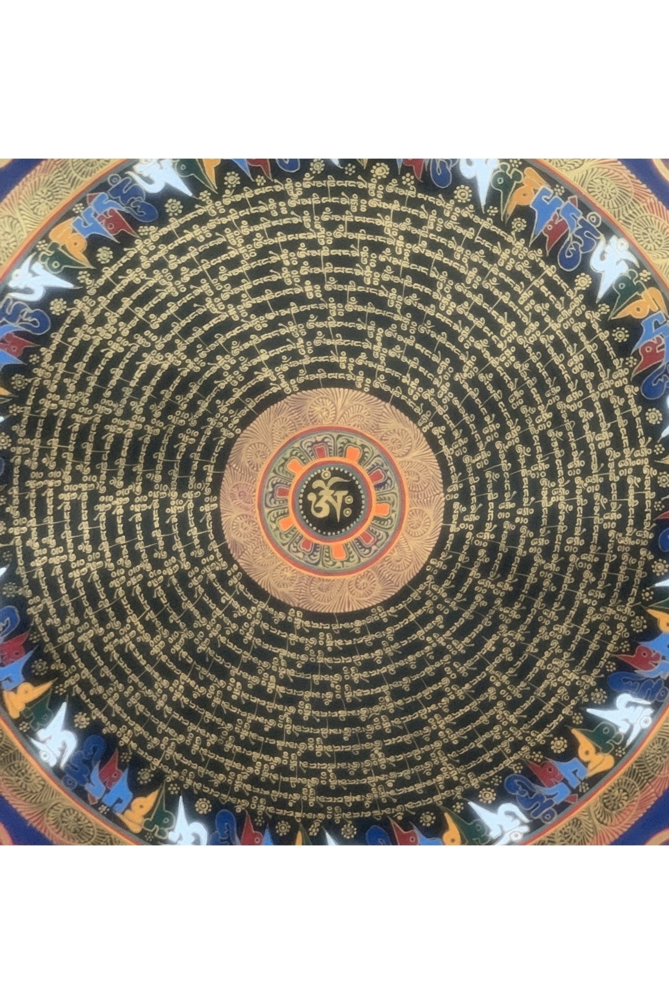 Hand Painted OM Mantra Mandala Wheel of Time Thangka Painting Original Art/ Wall Hanging - Tibetan Thangka Art