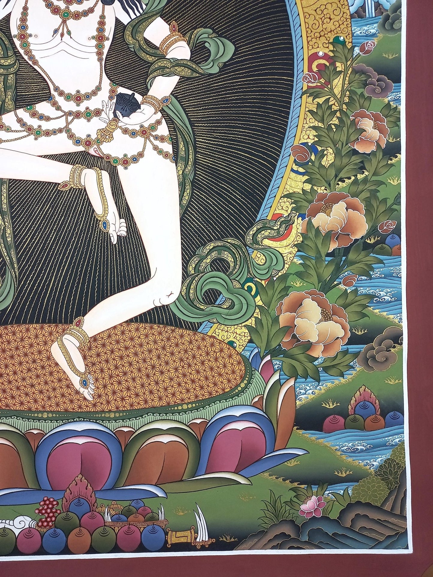 Hand painted Original Large Machig Labdron / Yogini Masterpiece Painting Tibetan Wall hanging Thangka / Thangka / Compassion Meditation - Tibetan Thangka Art