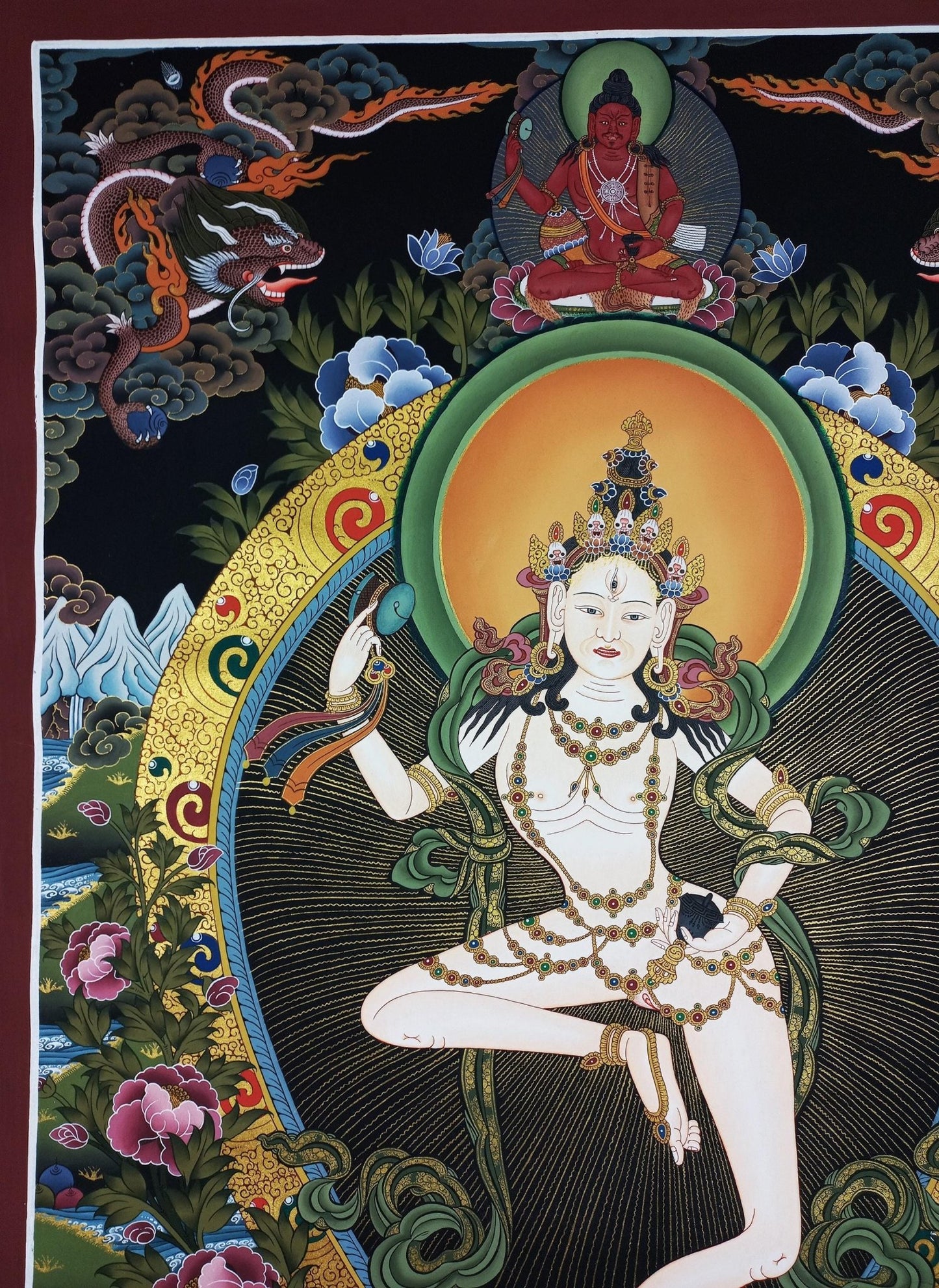 Hand painted Original Large Machig Labdron / Yogini Masterpiece Painting Tibetan Wall hanging Thangka / Thangka / Compassion Meditation - Tibetan Thangka Art