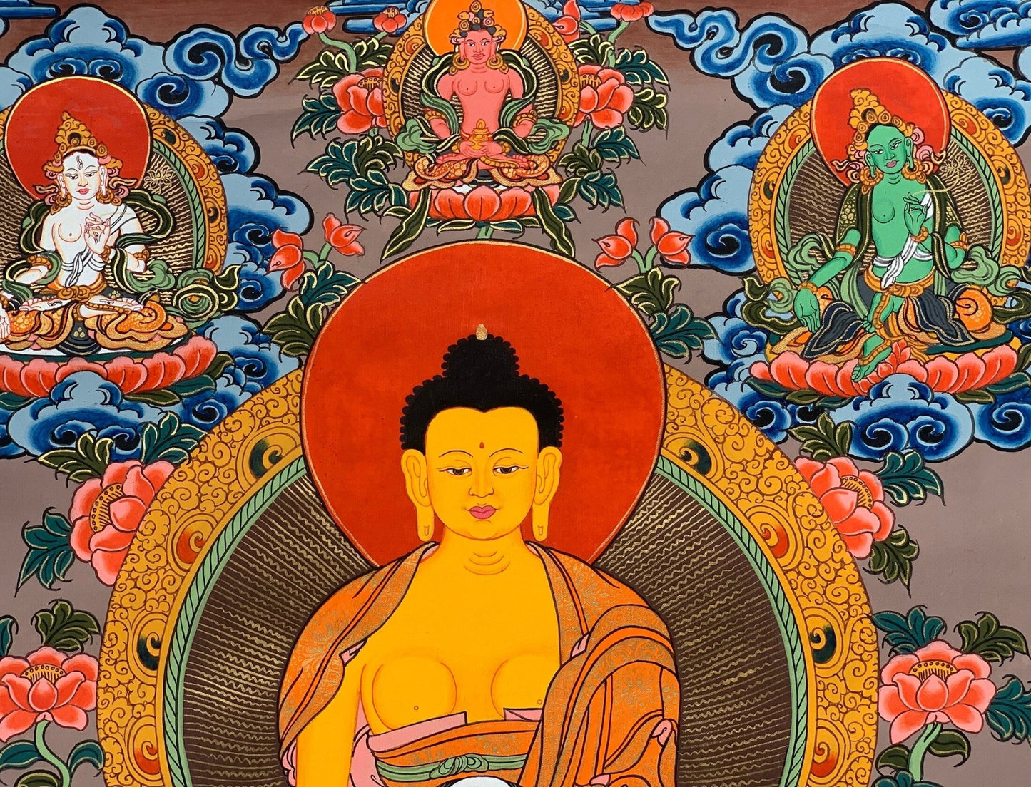 Hand - painted, Shakyamuni, Gautama Buddha, Tibetan Thangka Painting 15 x 20 - inch - Tibetan Thangka Art