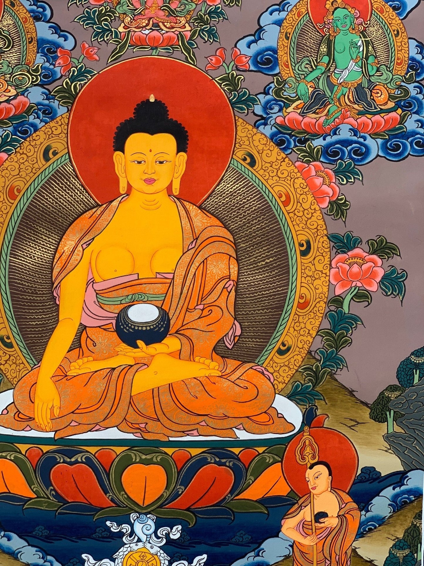Hand - painted, Shakyamuni, Gautama Buddha, Tibetan Thangka Painting 15 x 20 - inch - Tibetan Thangka Art