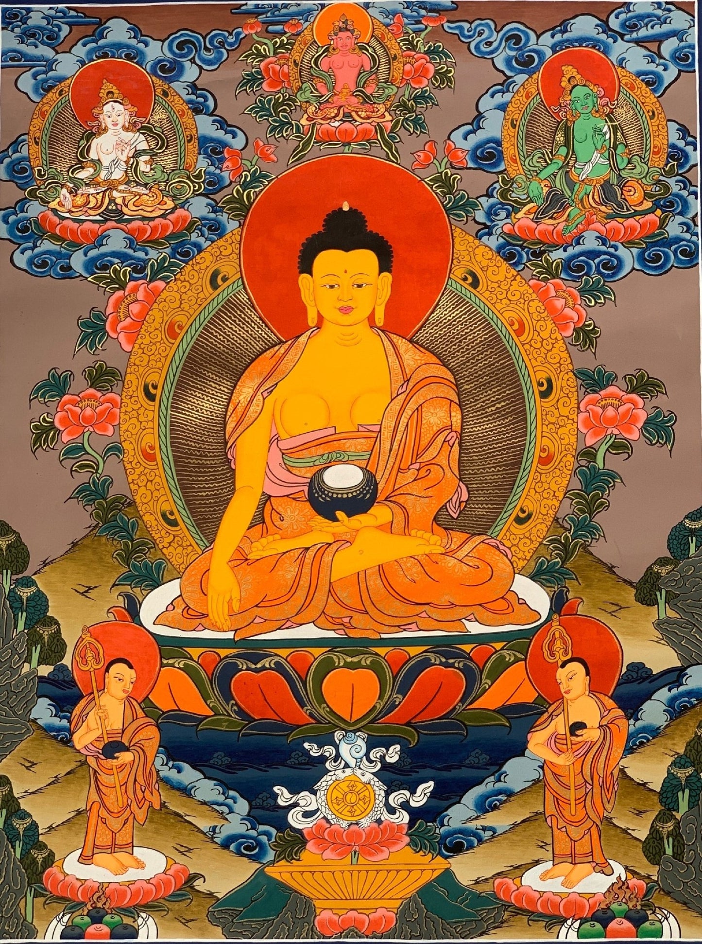 Hand - painted, Shakyamuni, Gautama Buddha, Tibetan Thangka Painting 15 x 20 - inch - Tibetan Thangka Art