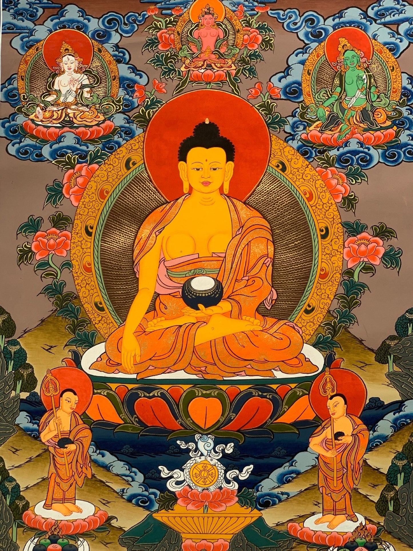 Hand - painted, Shakyamuni, Gautama Buddha, Tibetan Thangka Painting 15 x 20 - inch - Tibetan Thangka Art