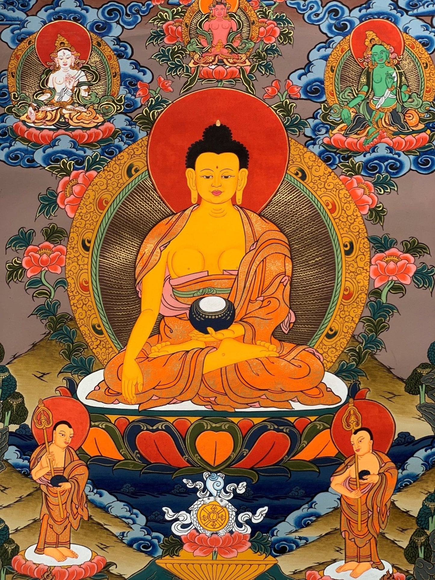 Hand - painted, Shakyamuni, Gautama Buddha, Tibetan Thangka Painting 15 x 20 - inch - Tibetan Thangka Art
