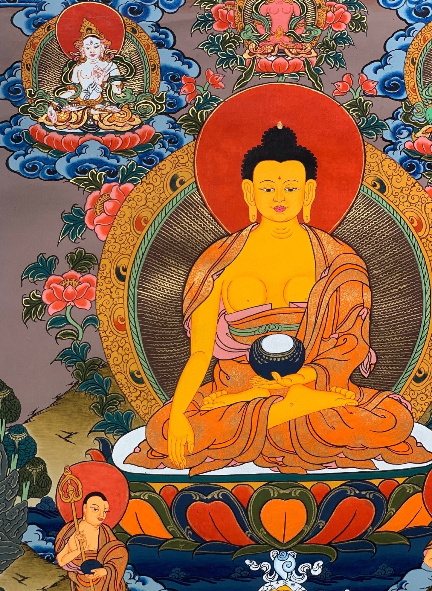 Hand - painted, Shakyamuni, Gautama Buddha, Tibetan Thangka Painting 15 x 20 - inch - Tibetan Thangka Art