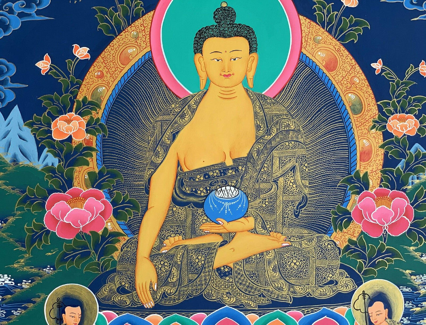Hand - painted, Shakyamuni, Gautama Buddha, Tibetan Thangka Painting 20 x 30 - inch - Tibetan Thangka Art