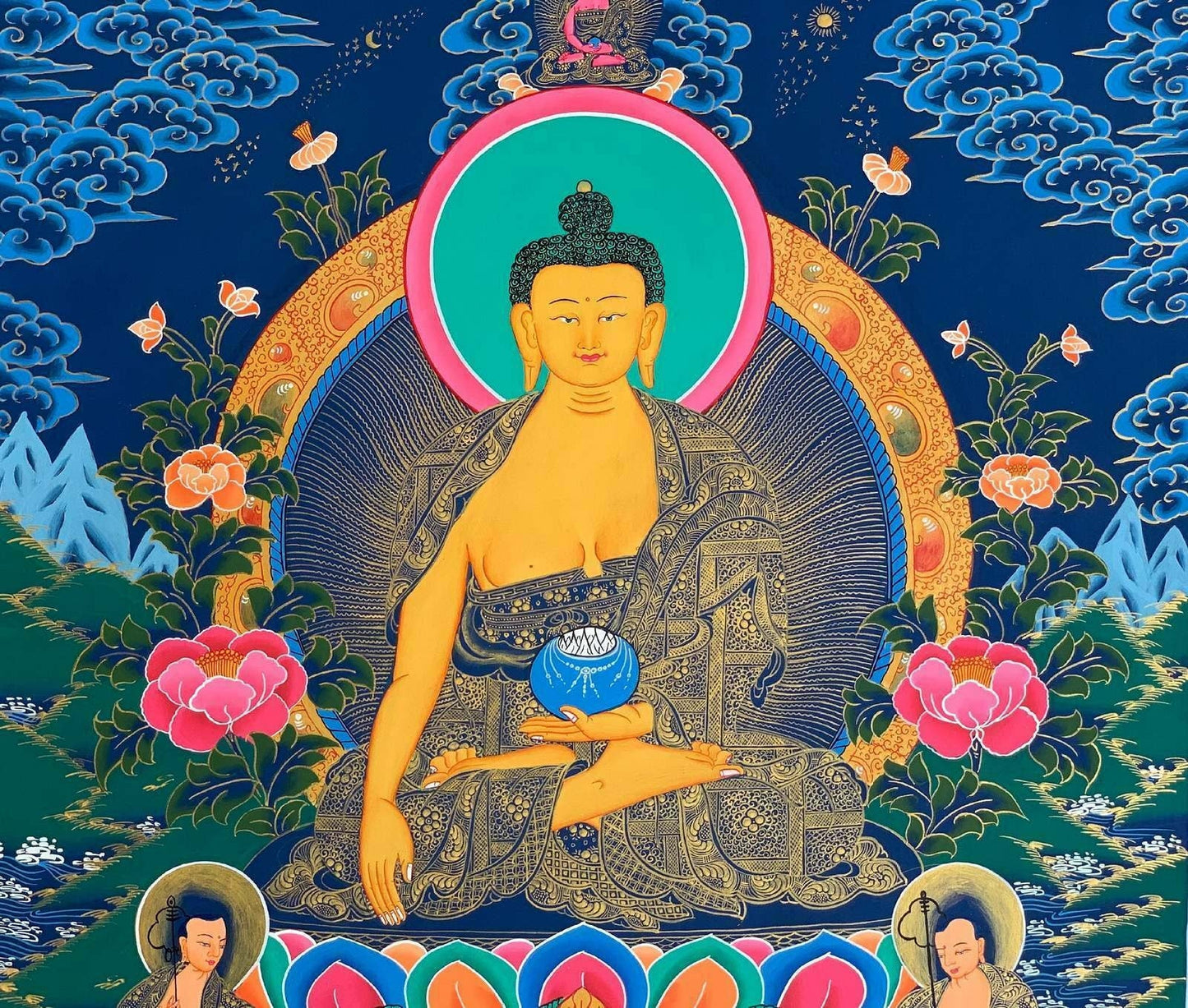 Hand - painted, Shakyamuni, Gautama Buddha, Tibetan Thangka Painting 20 x 30 - inch - Tibetan Thangka Art