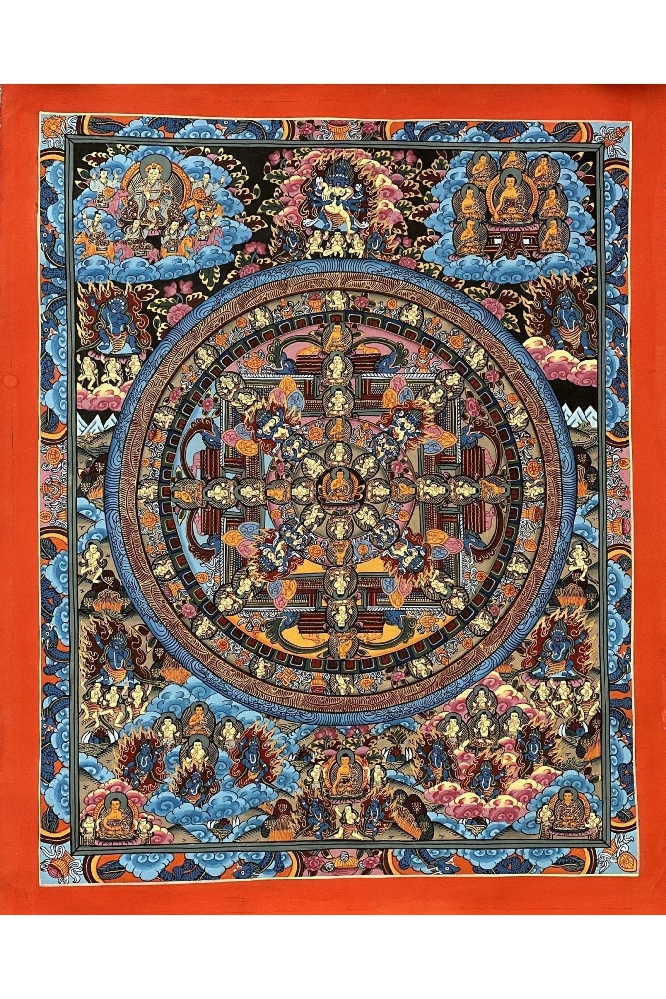 Hand Painted Wheel of Life Buddha Life Bhavacakra/Samsaracakra Riduk Mandala Master Quality Thangka Painting Original Art - Tibetan Thangka Art