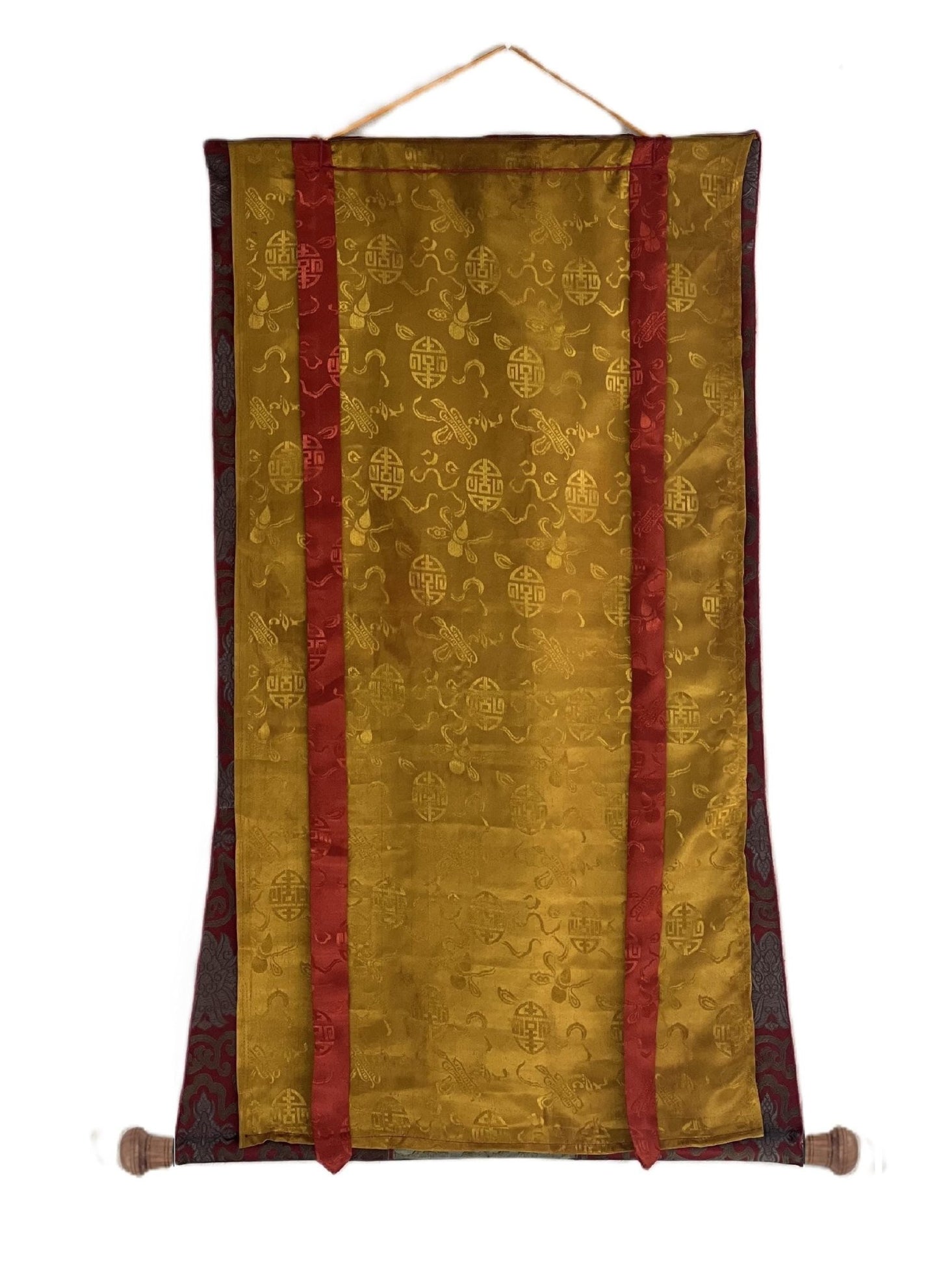 Hand - Painted White Tara Thangka - Semi - Antique Gold and Silver Tibetan Art for Compassion & Meditation - Silk Brocade Mounted - Tibetan Thangka Art