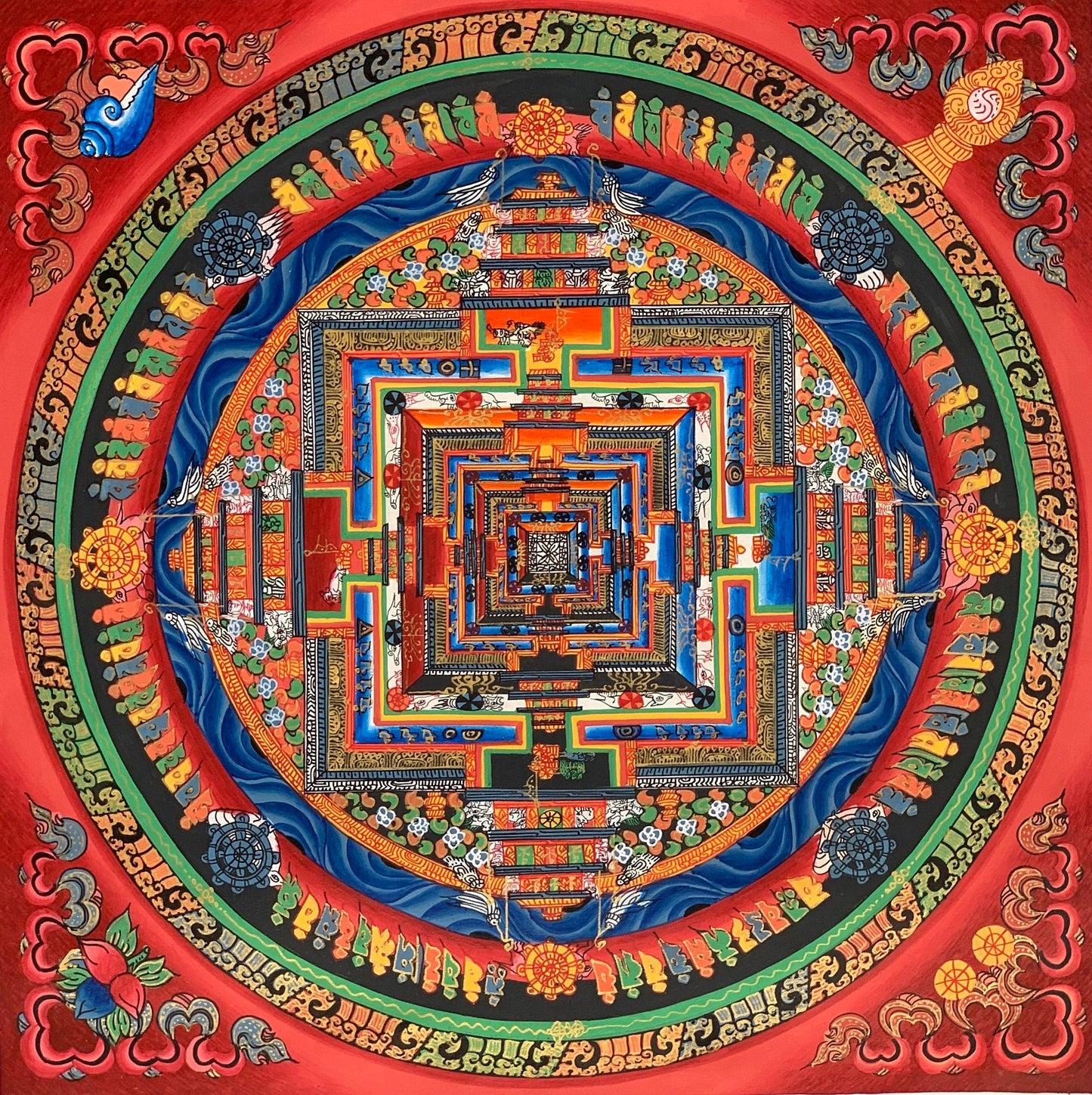 Kalachakra Mandala Tibetan Thangka Hand Painted Wheel of Time Art