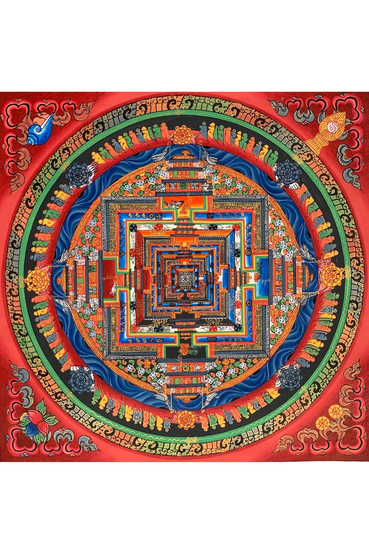 Kalachakra Mandala Tibetan Thangka Hand Painted Wheel of Time Art