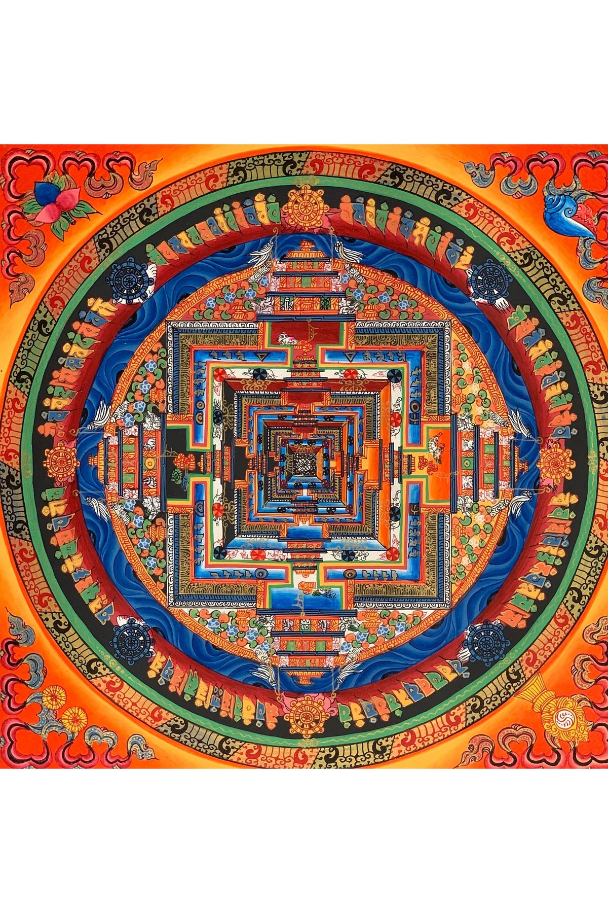 Kalachakra Mandala Tibetan Thangka – Hand-Painted Wheel of Time Sacred Art