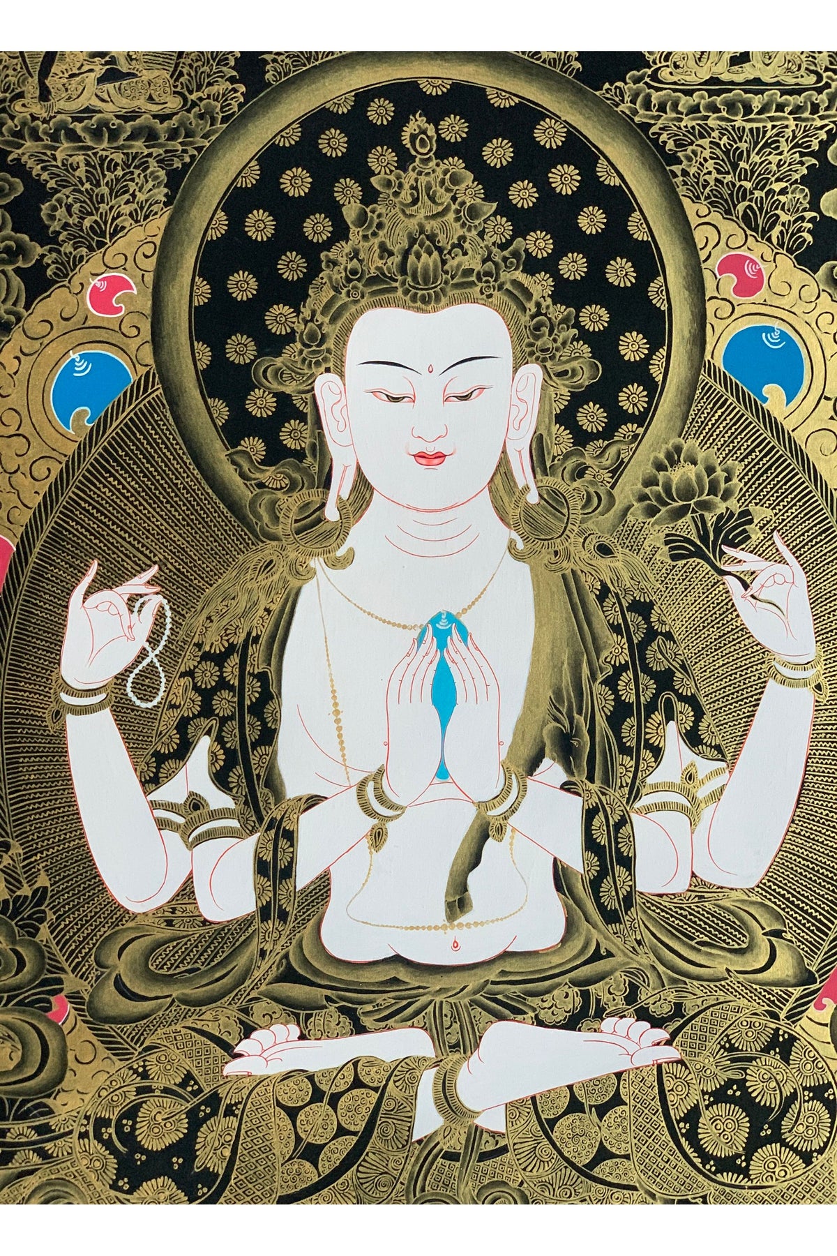 Chenrezig Thangka Painting, Avalokiteshvara, Tibetan Art, Large
