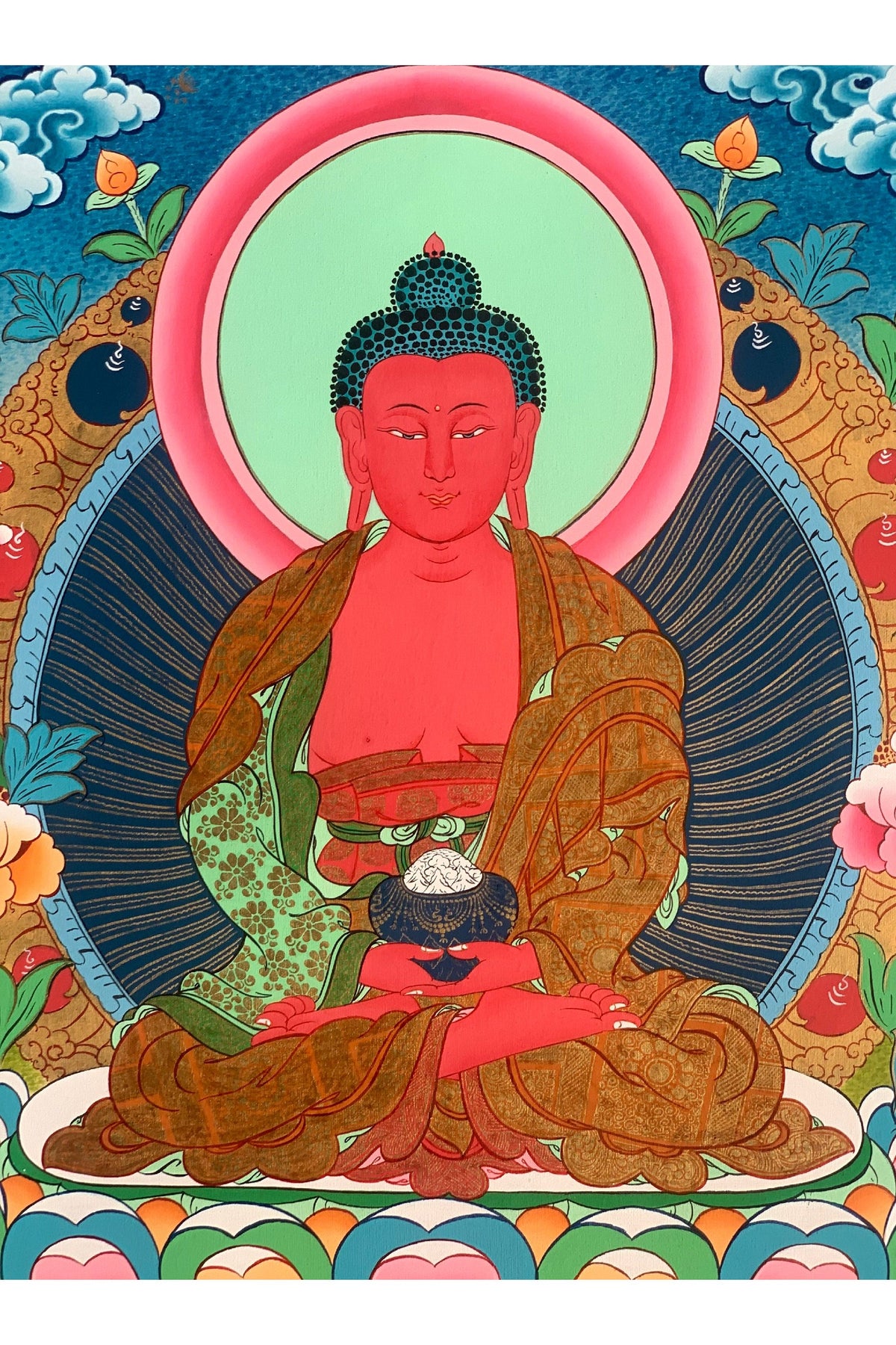 Hand-Painted Amitabha Buddha Thangka | Tibetan Spiritual Art